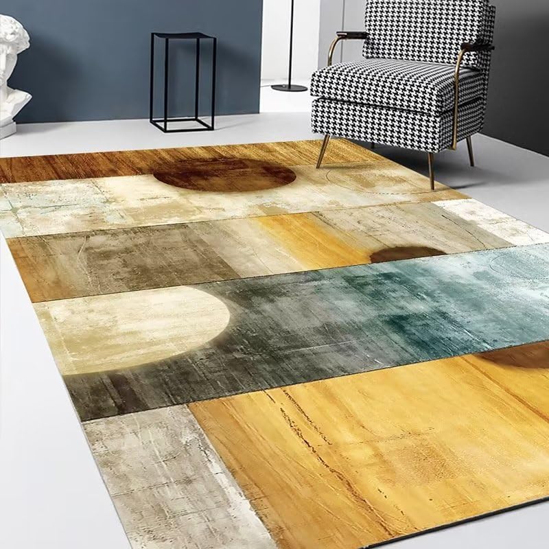 Grand tapis marron vintage 100x200cm lavable et durable pour chambre adulte et salon