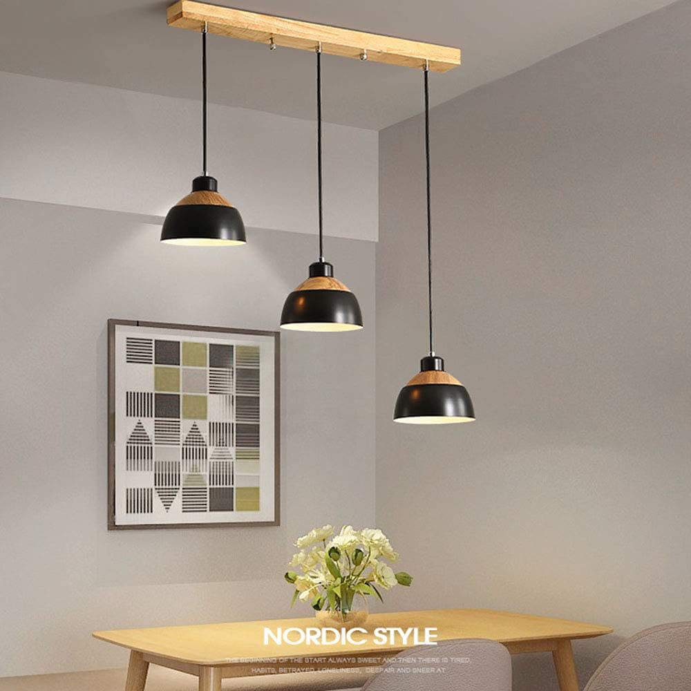 Lampada Sospensione Vintage Ouglres - Legno E Alluminio, Regolabile, E27, Per Cucina, Sala Da Pranzo, Camera - Foto 9