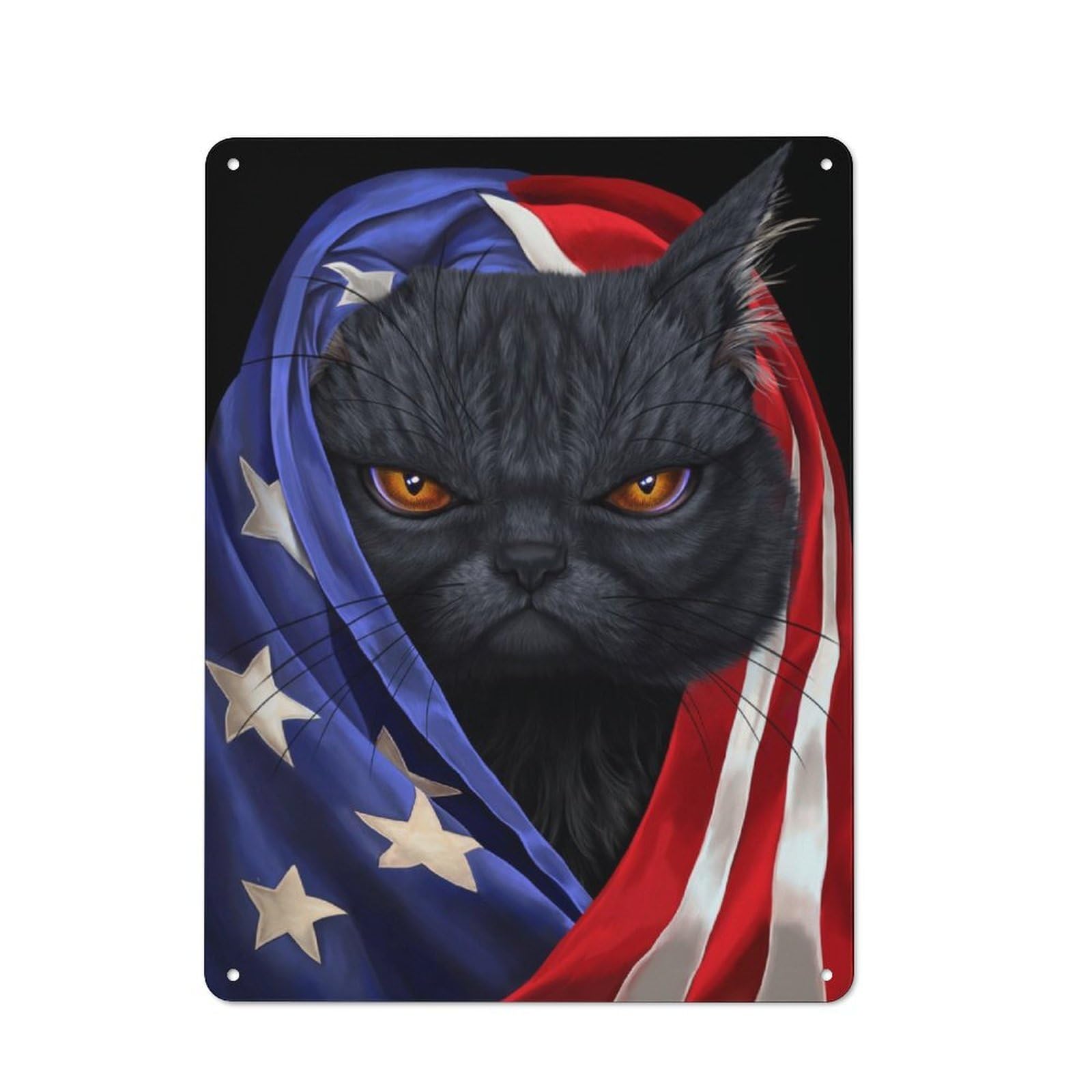Junmoney Black Cat Usa Patriot Rustic Tin Sign 40X30cm Featuring For Garage Or Workshop, For Updating Garage And Workshop After Moving