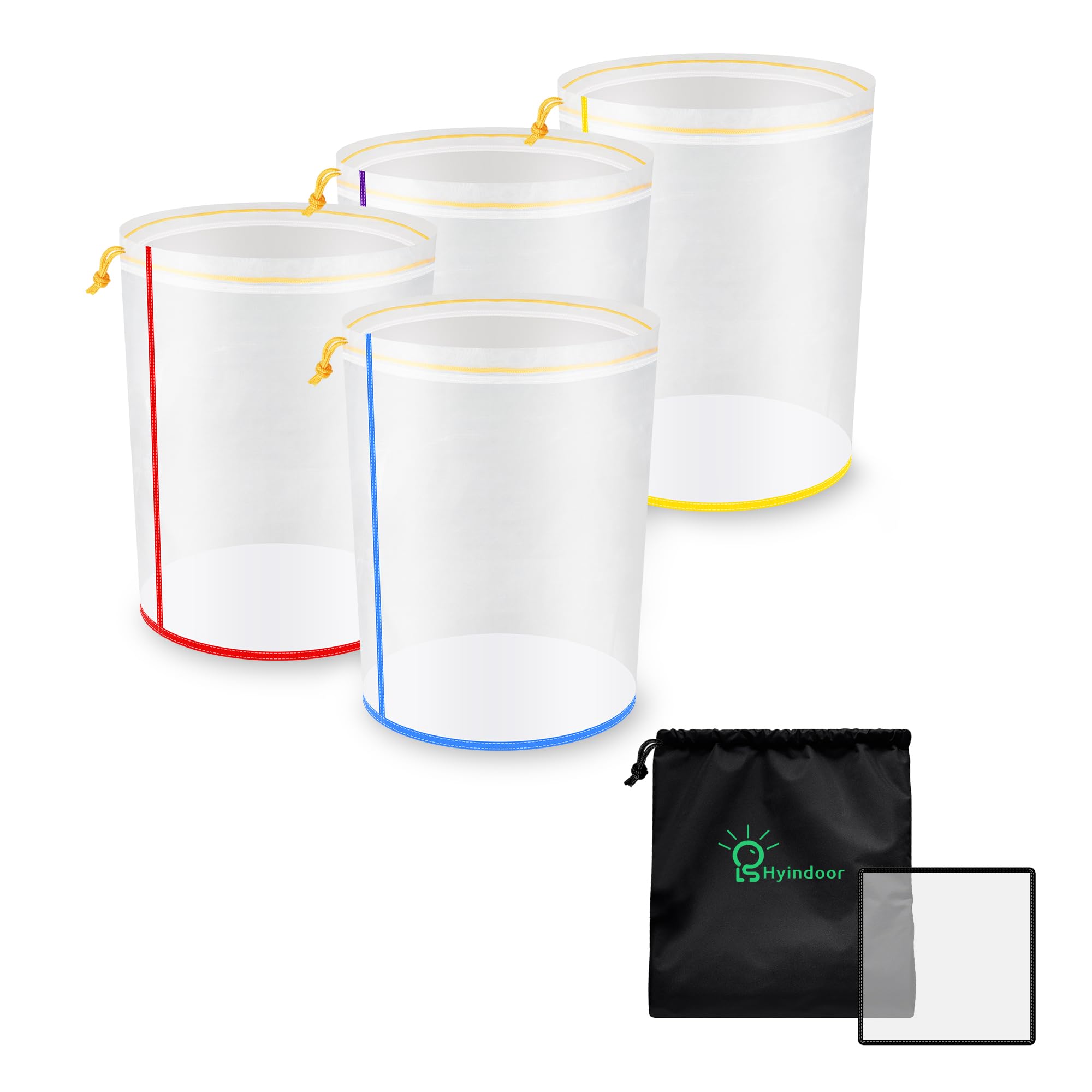 Hyindoor Bubble Bags All Mesh 5 Gallons 4 Bags Set Bubble Hash Bag Ice-O-Lator Kit d'extraction d'essence de glace herbacée avec tamis de presse et sac de transport pour l'extraction des herbes et la