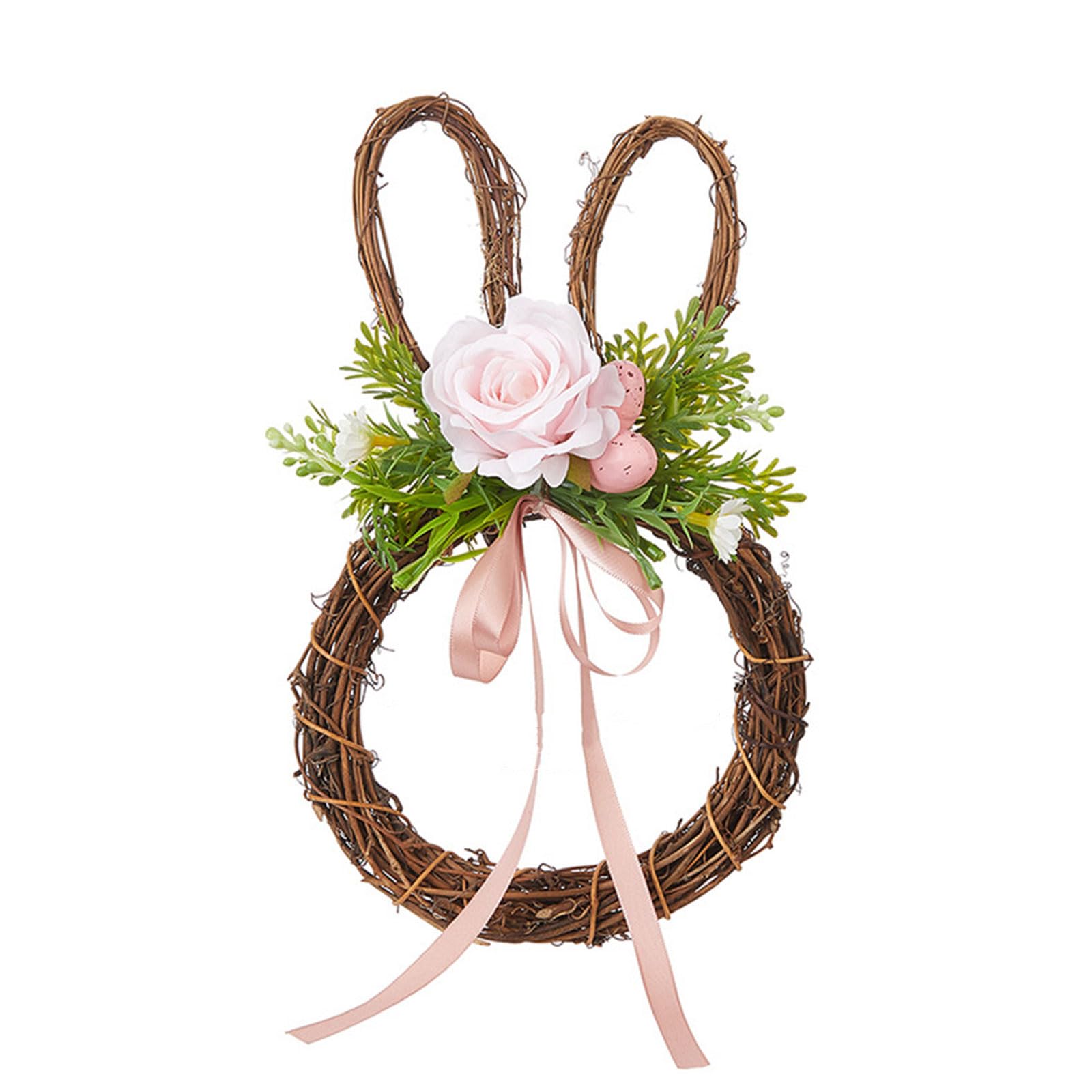 Tsophreniq Artificial Wreath Spring Wreath Hanging Decoration for Front Door Stair Window Hallway Garden Wedding Home Decoration Artificial Spring
