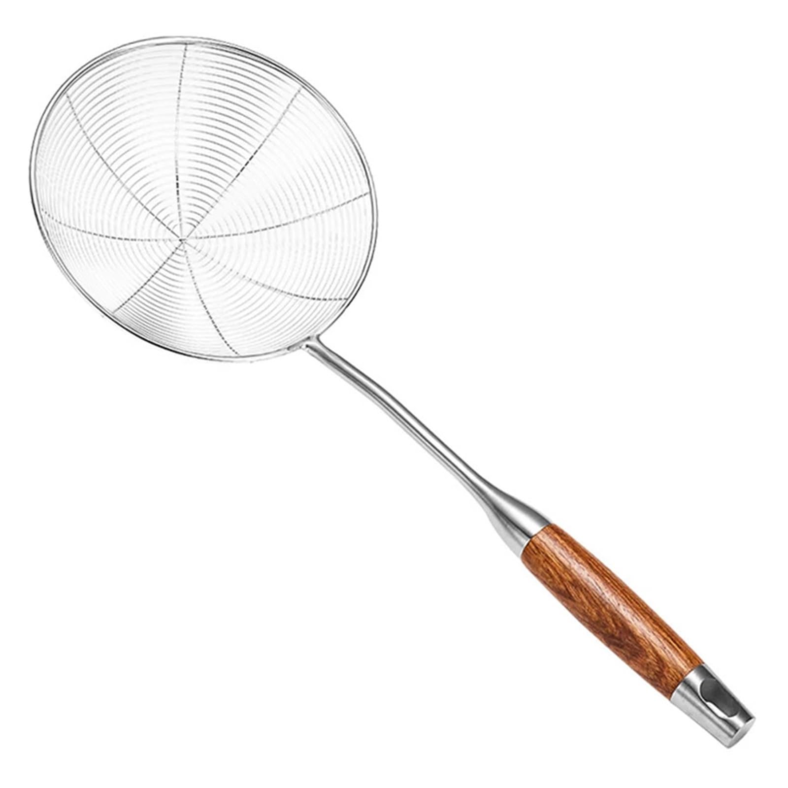 EXKURPOO strainer spoon 304 Stainless Steel Spider Wire Strainer for Cooking & Frying, Colander Ladle Skimmer with Wooden Handle - Kitchen Tools(1 SET)