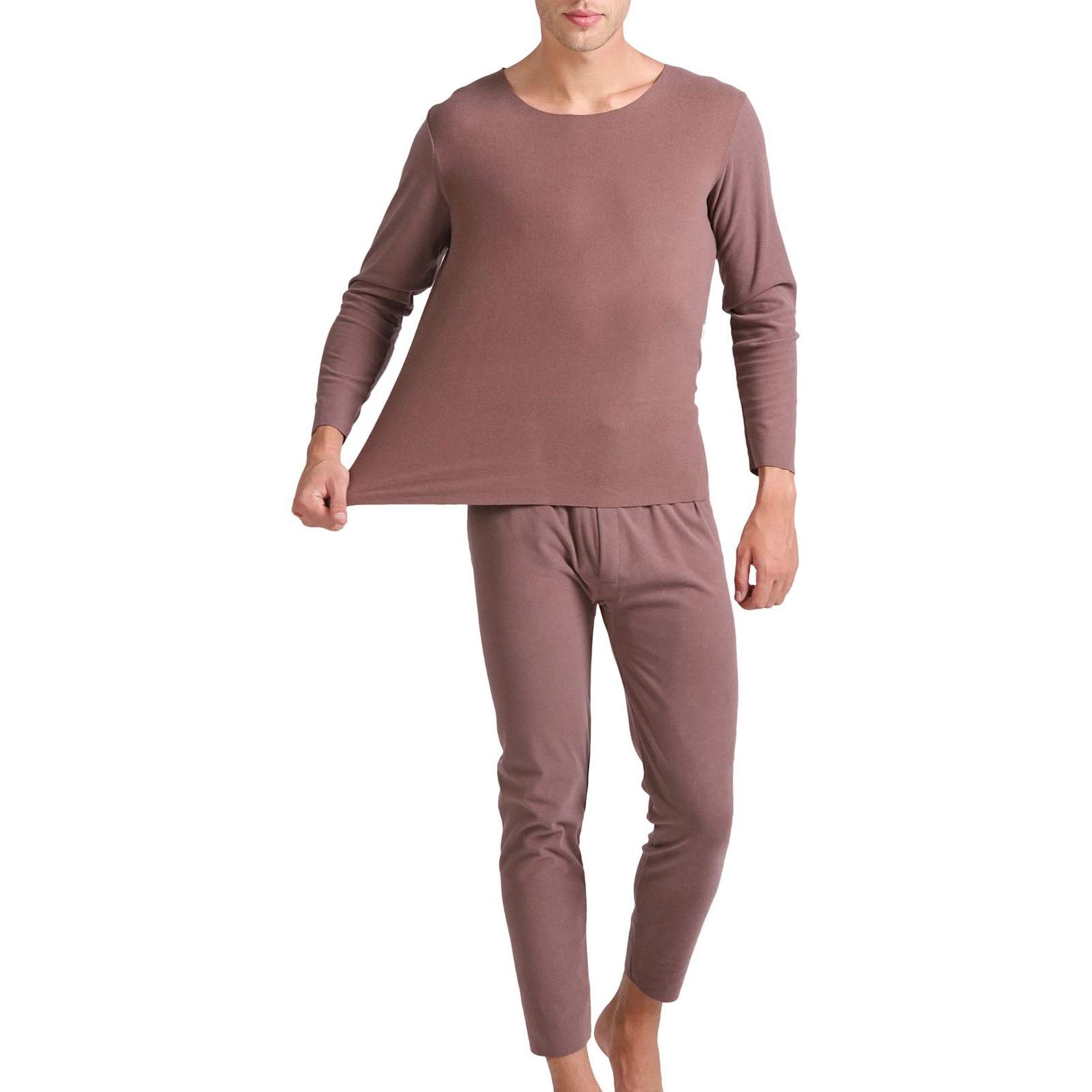 G&F Zestaw bielizny termoaktywnej dla mężczyzn, warstwa podstawowa, zestaw górny i dolny, długie majtki, szybkoschnące, oddychające, 3XL-8XL (kolor: kawowy, rozmiar: 4XL)