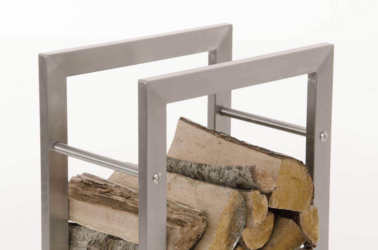 CLP Estantería para Guardar Leña Keri sin Pared Posterior | Soporte de Almacenamiento de Leña de Acero Inoxidable I Leñero Moderno I, Tamaño:25x60x150 cm