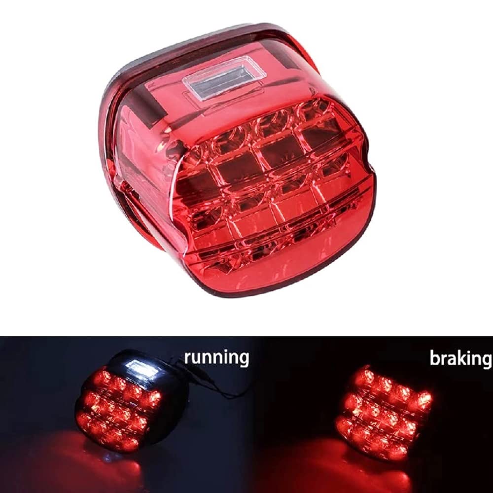 Riloer Światło tylne do motocykla, 13 diod LED, z soczewką dymną, czerwona/czarna do H-arley D-yna Road King Electra Glide Street Bob Touring tylne światło LED dymne z czerwonym oświetleniem, przewód