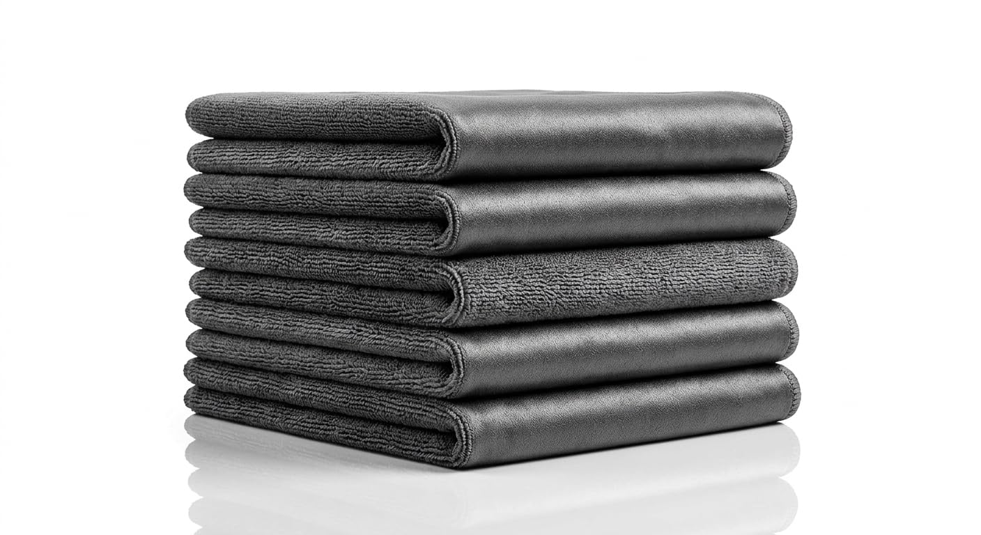 Thanyaa Aura Microfiber Cleaning Cloth, Grey, 400 GSM, 40x40 cm for car, Bike, auto & Kitchen Cleaning, Ultra Absorbent, Lint & Scratch Free, Pack of 5-image-44