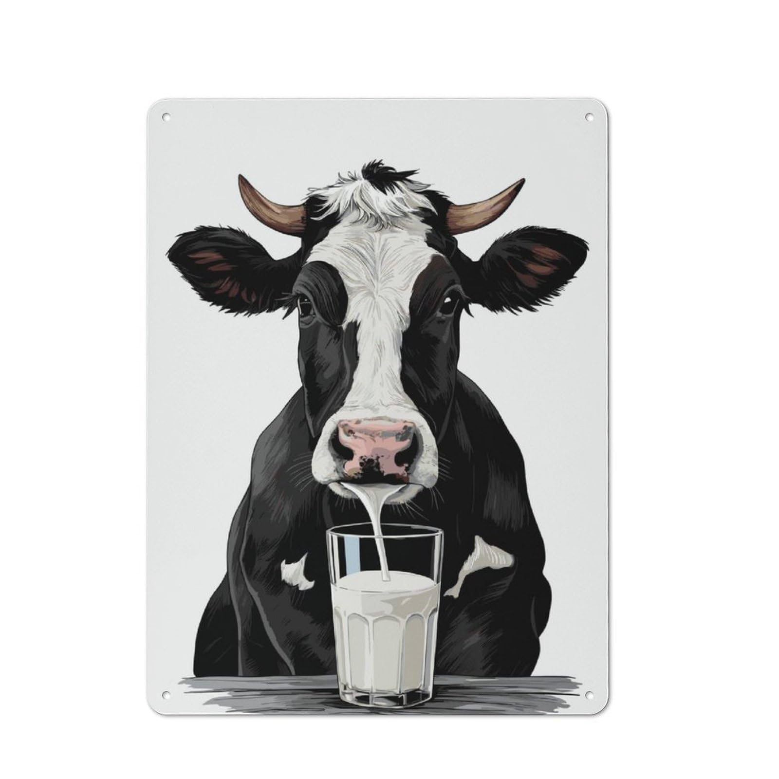 Junmoney Cow Milk Tin Wall Plaque 40X30cm With For Living Room Wall, Gift For Feature Wall Decorators During The Christmas Season