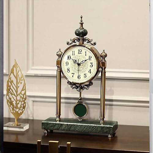 Miniatura 7 de Table Clock European Style Table Clock Desktop Clock Home Living Room Clock Light Luxury Retro Sitting Clock Silent Table Clock Desk Clock(C)