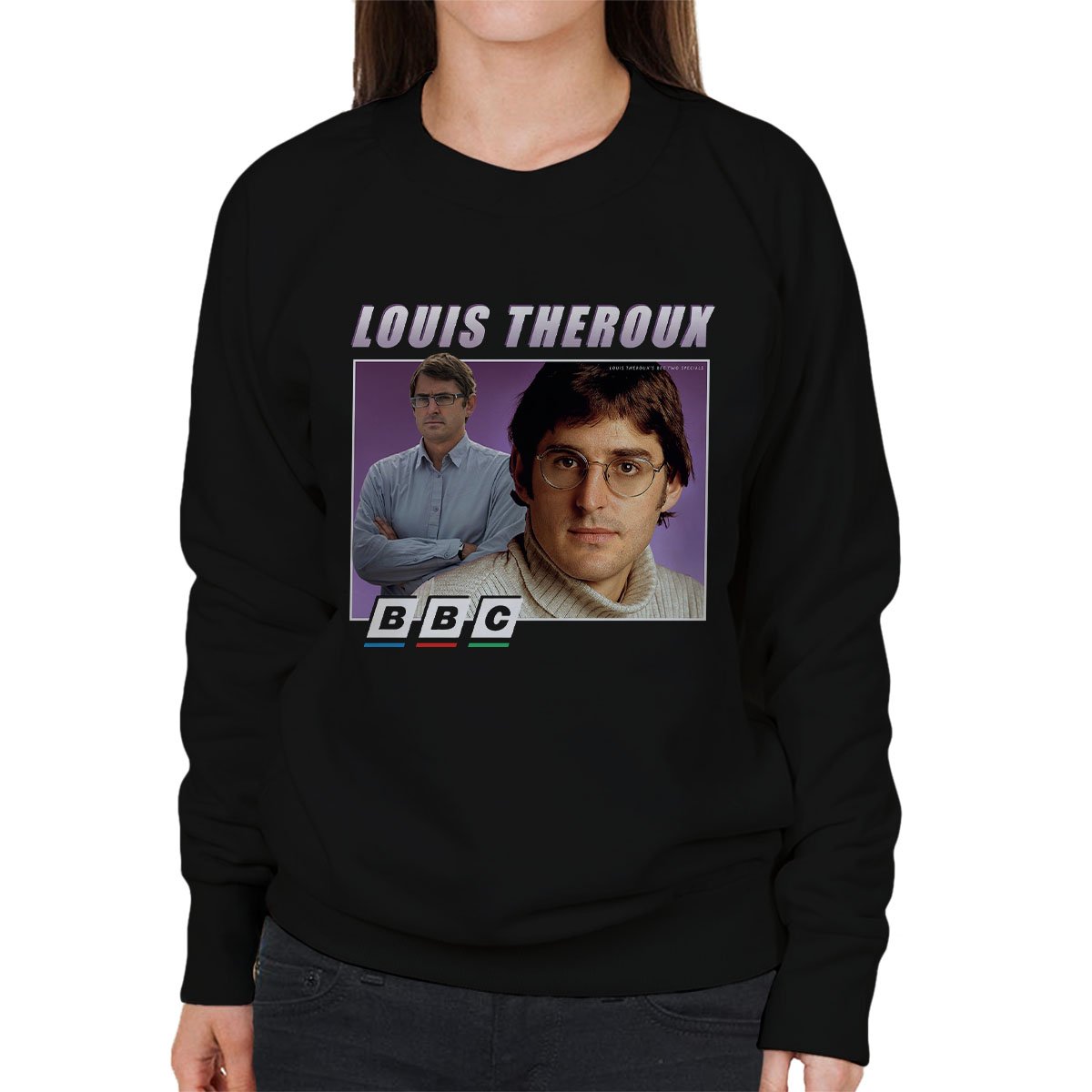 Cloud City 7 Women's Black Louis Theroux Retro Bbc Sweatshirt