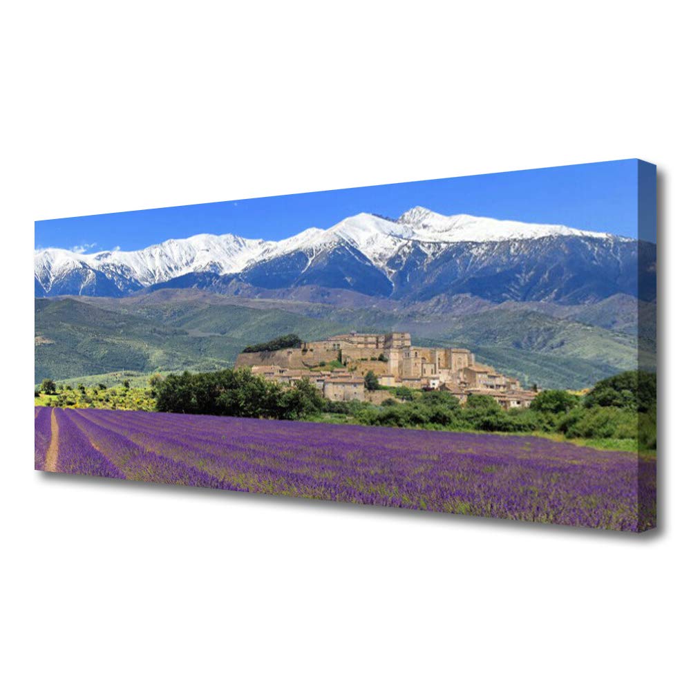 Tableau impression sur toile 125x50cm de grand format représentant un paysage de montagne