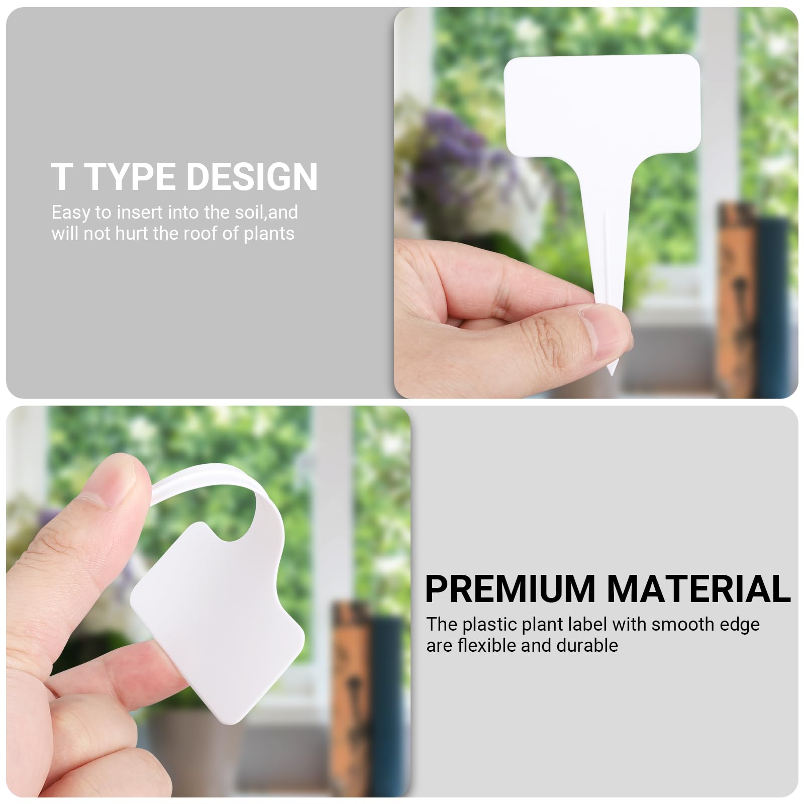 Greaner Etichette in plastica per piante, 300 pezzi, per piante da esterno, impermeabili, paletti di identificazione delle piante per piante da interno ed esterno, etichette per giardinaggio (bianco,