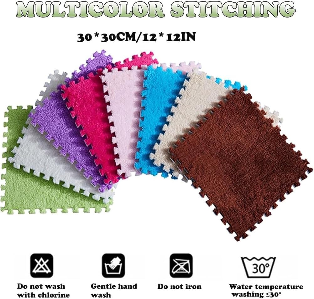 Thickened Interlocking Carpet Tiles - 18 Pack P Foam Floor Mats, Anti-Slip Puzzle Area Rug for Playroom & Bedroom, Soft 11.8"x11.8" Gray Play Mat