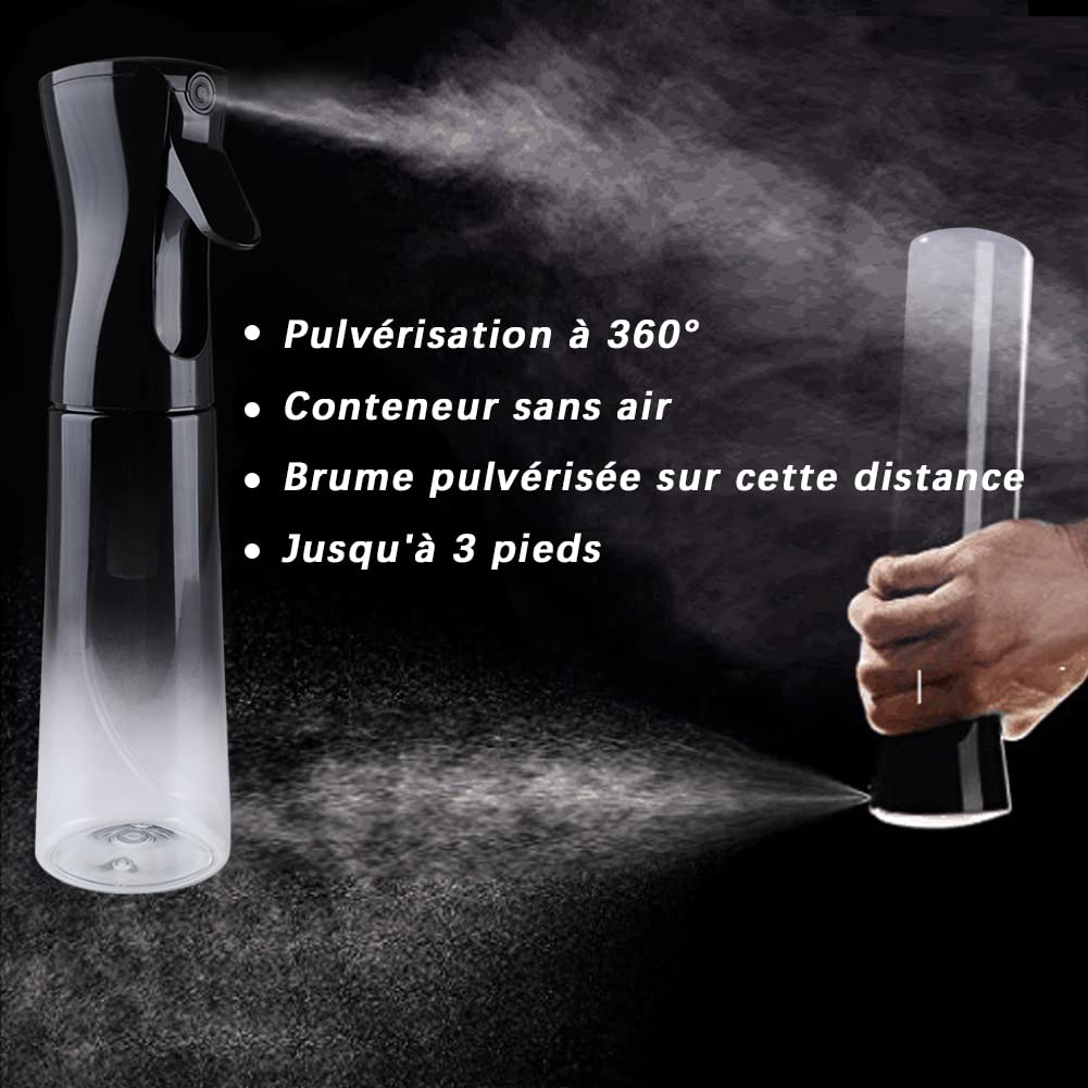 TANSHINE Vaporizzatore per capelli fibbia spruzzatore per capelli vaporizzatori ricaricabile di acqua, flacone spray nebulizzatore per pianta interna, parrucchiere, fiori neri, spray alcool, 200 ml
