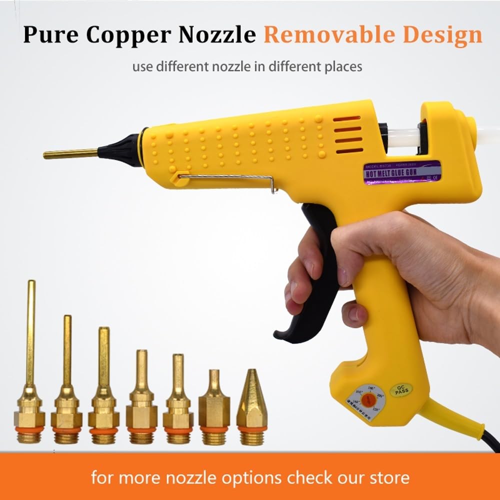 Professionelle Heißklebepistole, 250 W, mit Werkzeugsatz, Düse aus reinem Kupfer, einstellbare Temperatur, hoher Stromverbrauch, 11 mm Klebestift(200W)