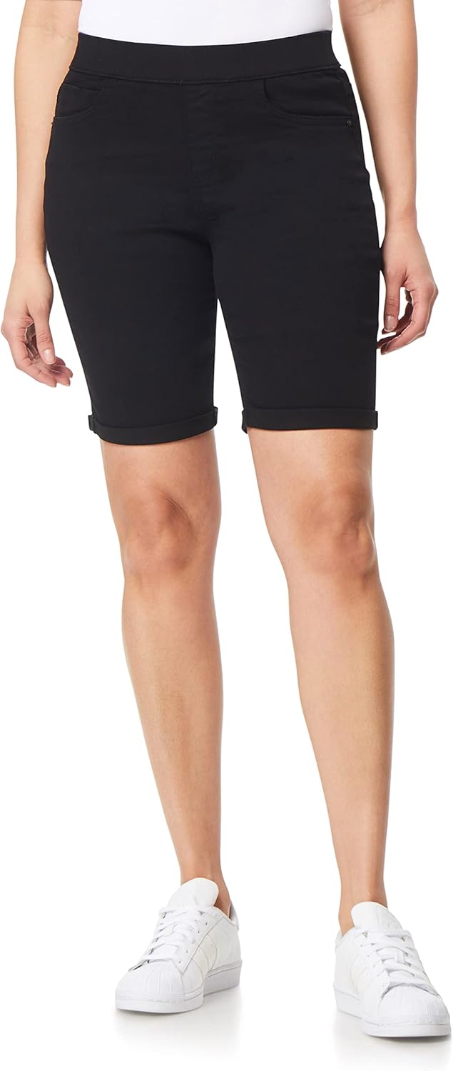 WallFlower Women's Pull On Bermuda Denim Shorts 9" High-Rise Insta Soft Juniors