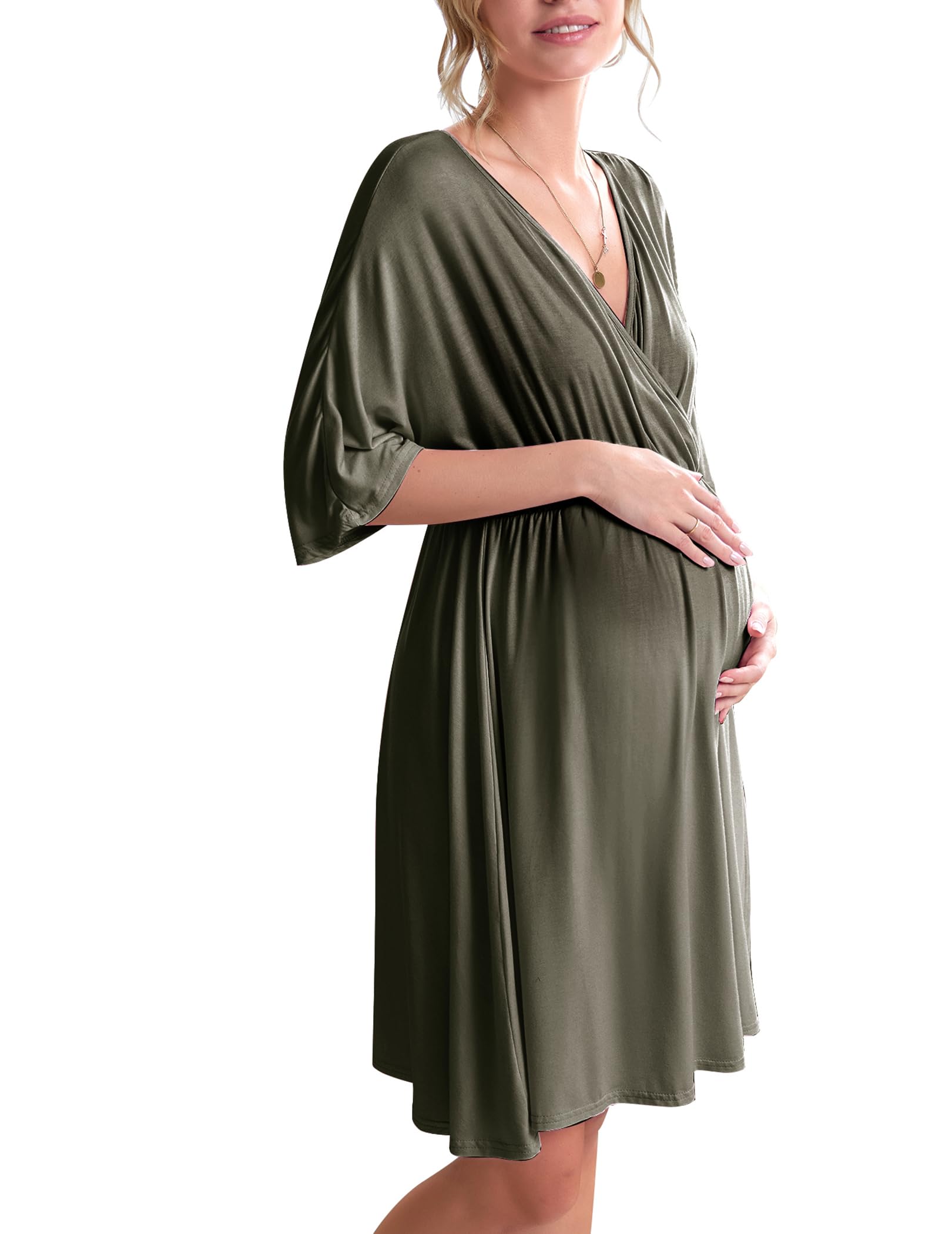 Ekouaer 3 in 1 Labor/Delivery/Hospital Gown Maternity Dress Nursing Nightgown Sleepwear for Breastfeeding