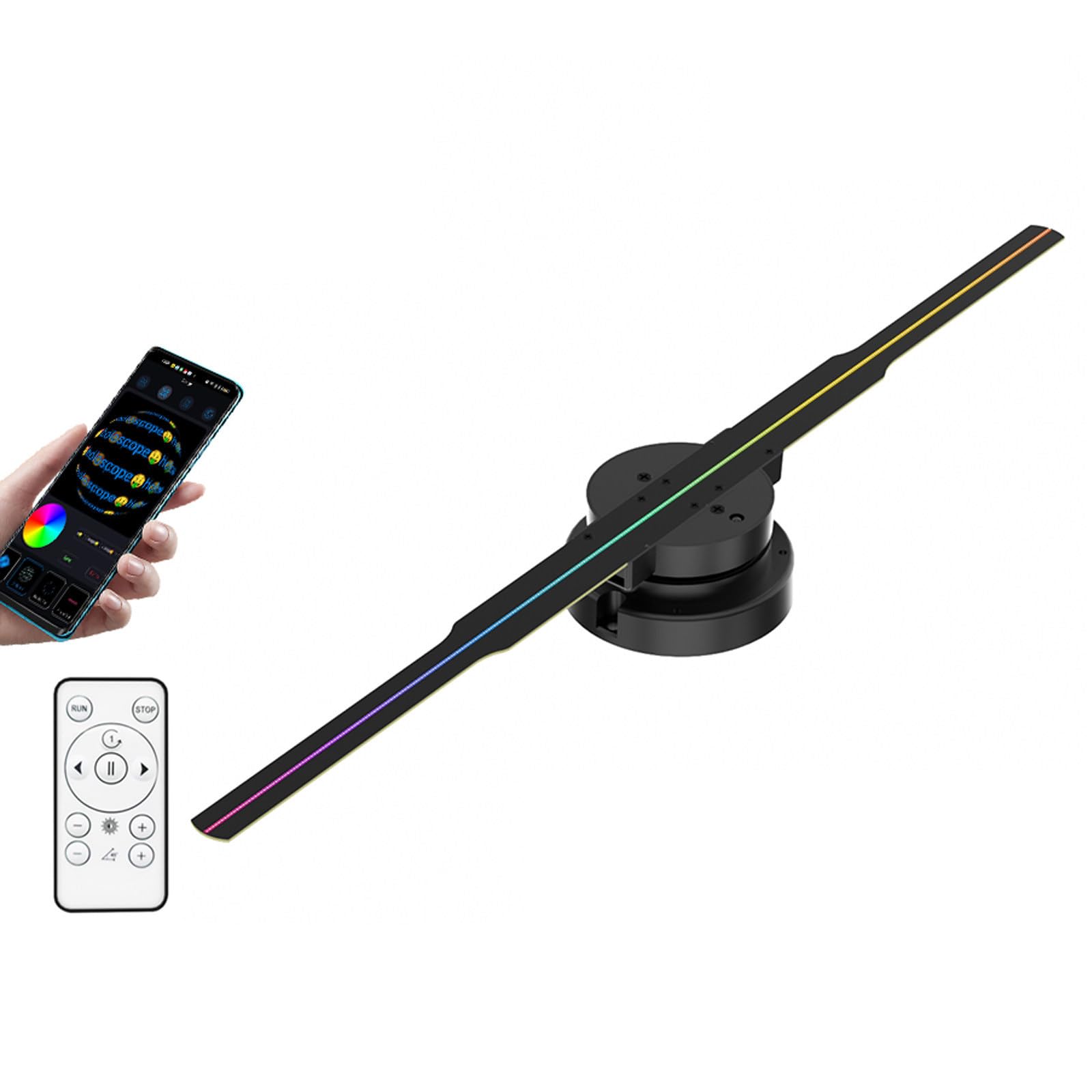 Wentylator holograficzny LED 3D (efekt bez okularów) z Bluetooth i aplikacją – wyświetlacz 1010RGB HD (352 diody LED) do sklepów i punktów handlowych