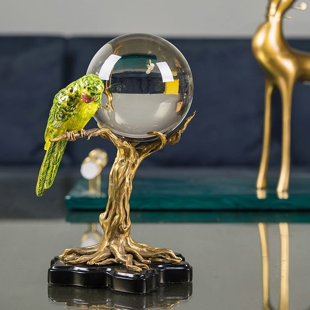 Dekoracje ze szklanych kulek, Crystal Ball With Bird Branch Base Or Metal Multiple Sizes(B)