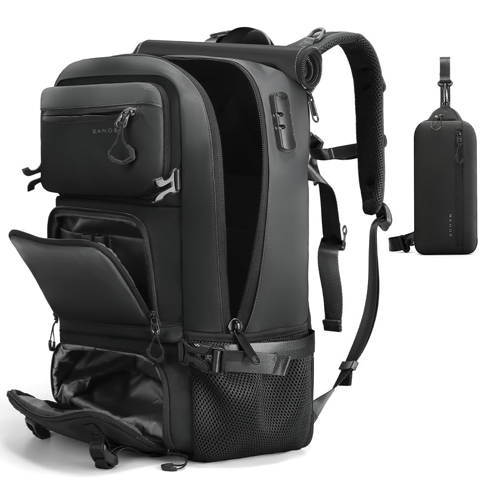 Travel backpack Carry-on Travel Backpack For Women Men Flight Approved Business Weekender Overnight Waterproof Daypack Black