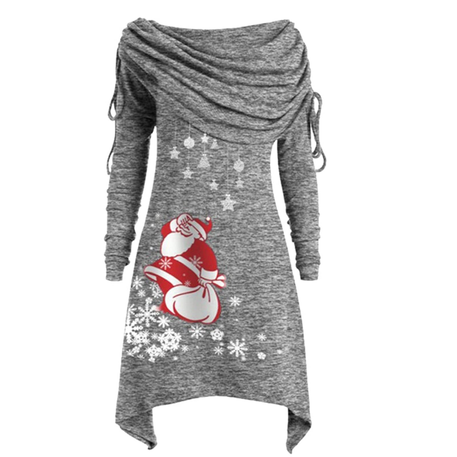 AMhomelyWomens Christmas Tunic Shift Dress Ladies Jumper Long Sleeve Casual Pullover Sweatshirt Mini Dress Long Tops