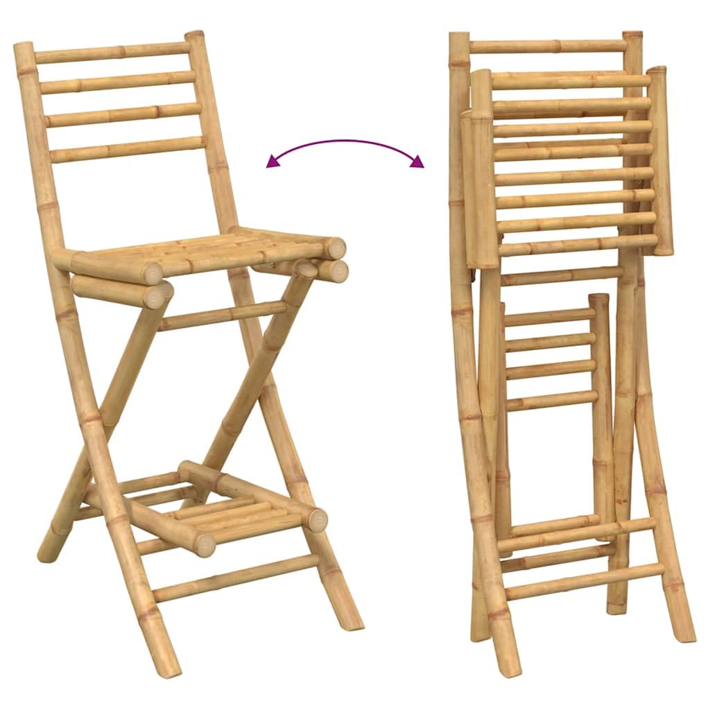 Set Bar Esterno 3 Pz in Bambù Tavolo Alto e Sgabelli Pieghevoli | Tavolo alto quadrato e sgabelli salvaspazio per arredare giardino, balcone o terrazzo in stile naturale.