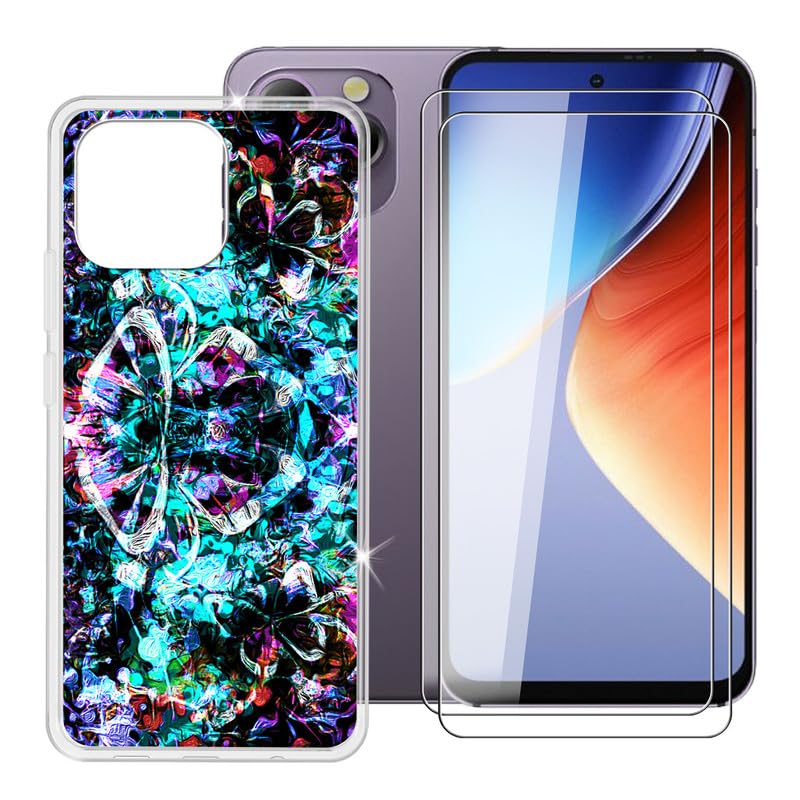 Ikiiqii Cover per Blackview A96 (6.50) + (2 pezzi) Vetro Temperato, Custodia per Antiurto Antigraffio Protettiva Case Ultra Sottile Silicone Custodie + Pellicola - fantasioso