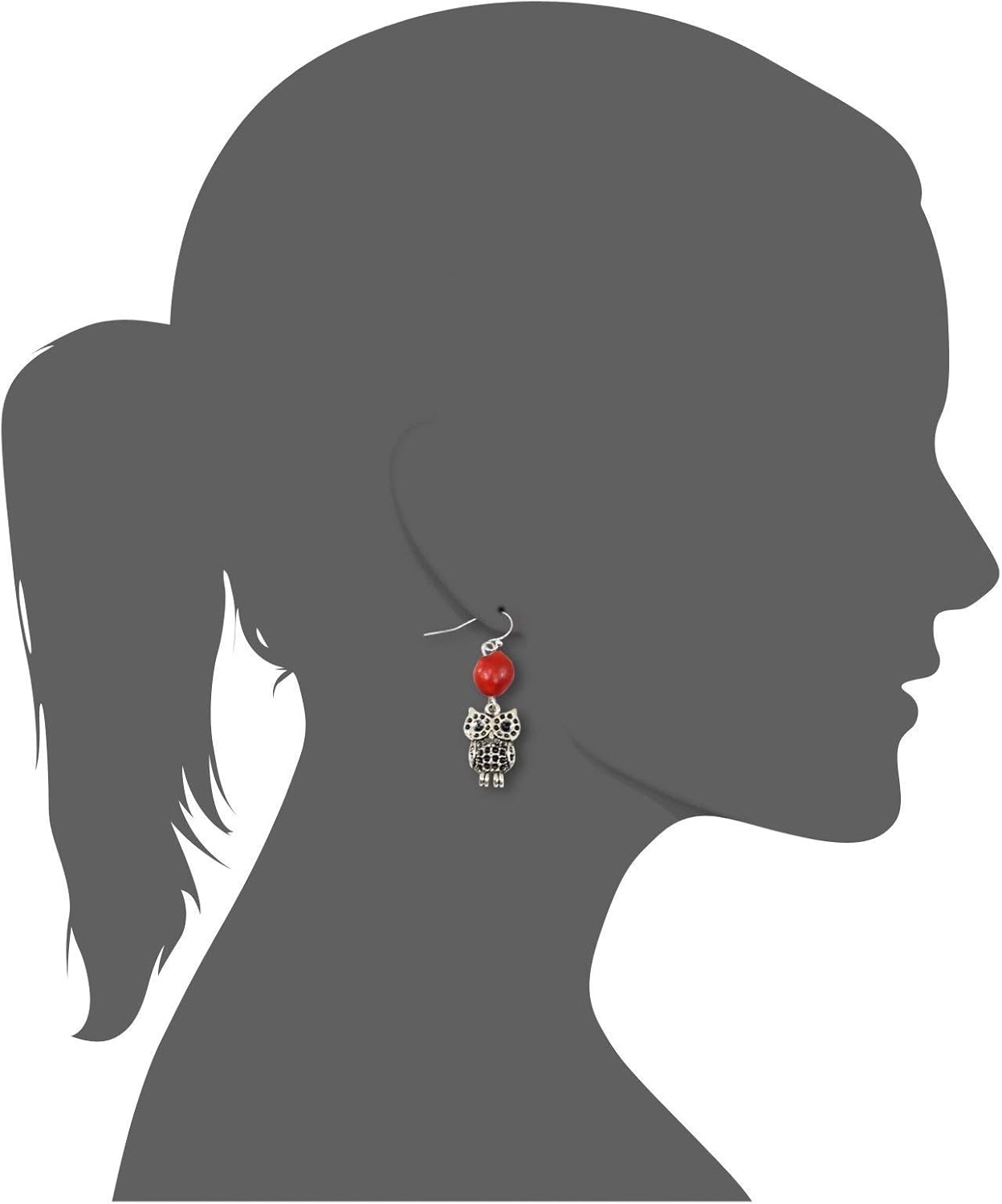 Handmade Silver Owl Charm Dangle Earrings for Women "Symbol of Wealth & Wisdom"-w/Peruvian Good Luck Huayruro Red Seed - Great Gifts for Mom, Daughter, Sister, Aunt