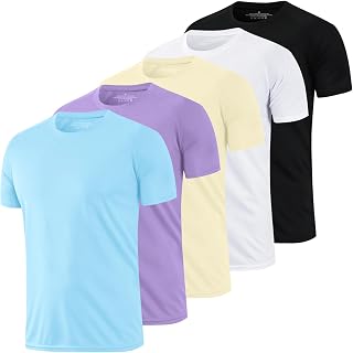 HovSiyla 1/5 Pack Running Shirts Men Sport Tops Dry Fit Gym Wicking Athletic T Shirts Breathable Cool Workout Shirts | Dry Fit Gym Wicking Breathable Cool Workout Shirts