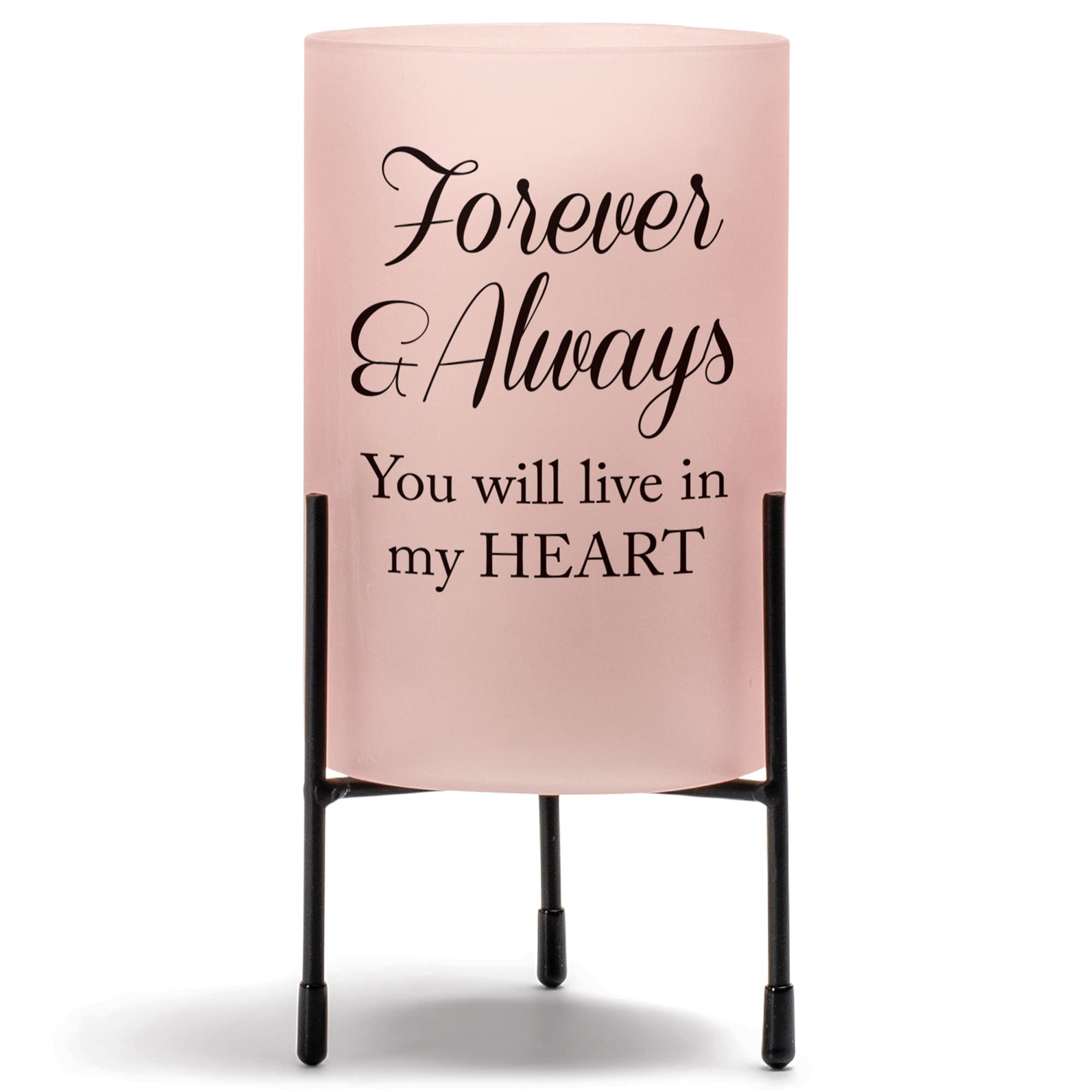Elanze Designs Forever and Always Pink 8 inch Glass Hurricane Candle Holder