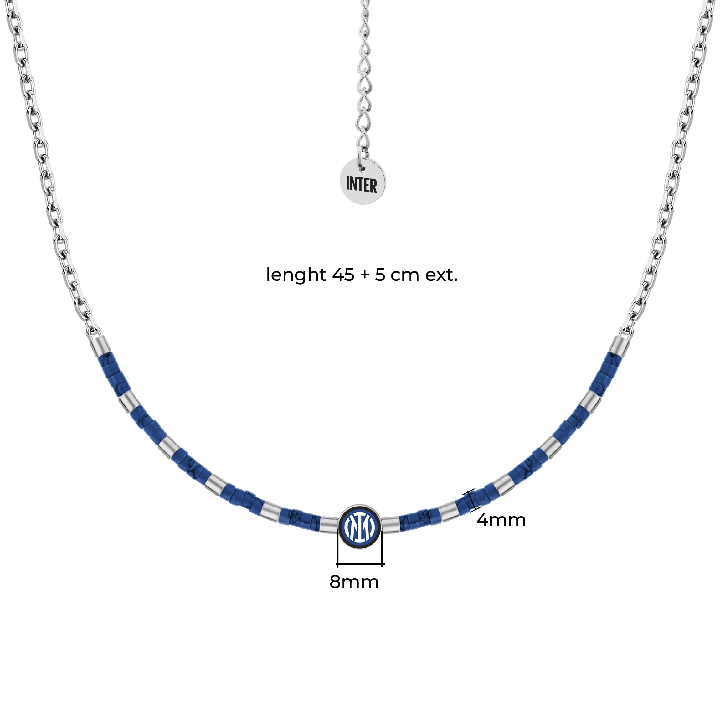 Clondo Collana Uomo Donna Inter in Acciaio Inossidabile – Prodotto Ufficiale Calcio – Gioiello con Logo – Idea Regalo Elegante per Tifosi Neroazzurri – Ragazzo e Ragazza