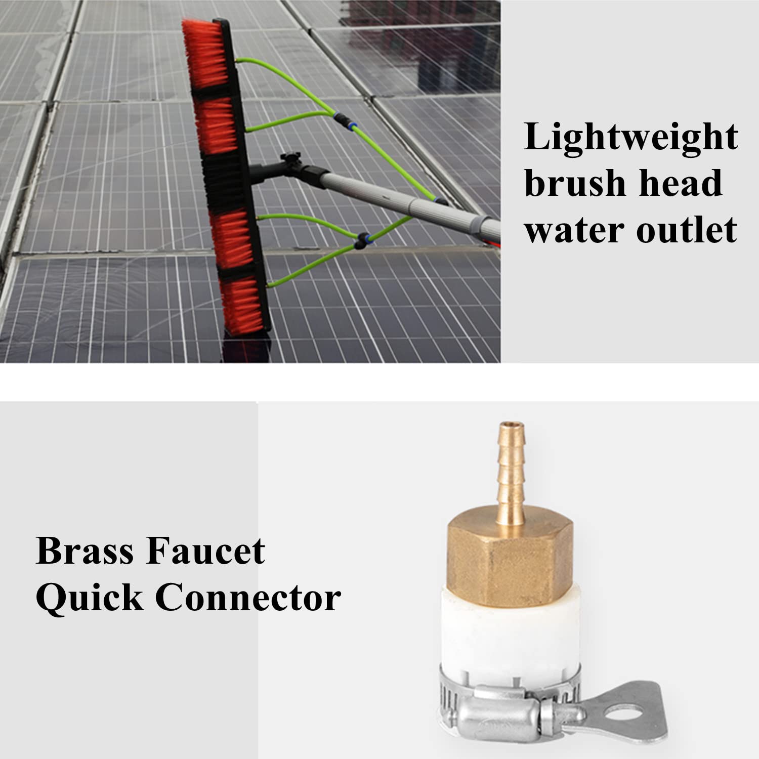 Kit de Cepillo Giratorio Extensible de 3,6 m (11,8 pies) para Limpieza Solar. Limpiador portátil de Ventanas y Piscinas para un Uso eficiente en Interiores y Exteriores panele