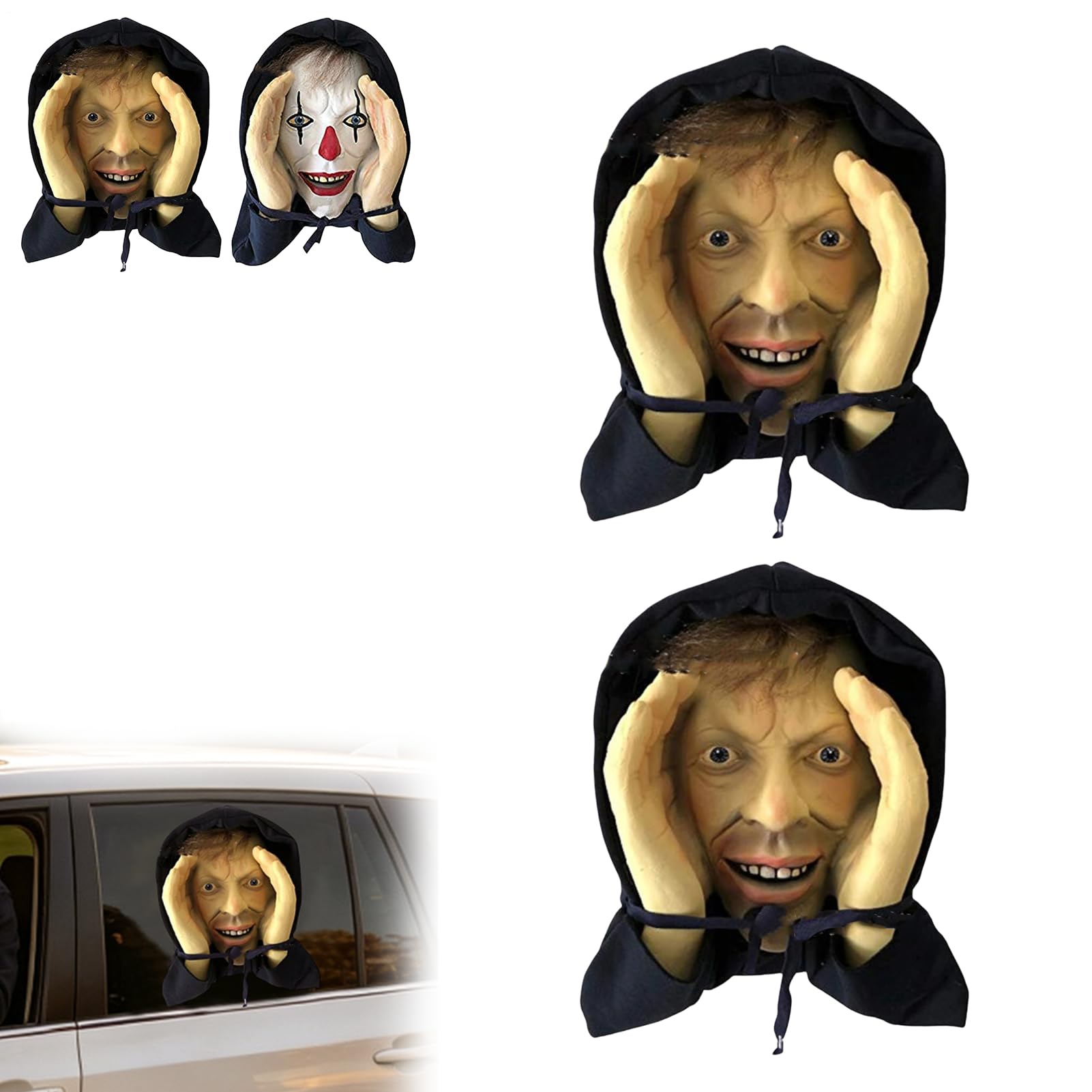 Scary Halloween P eeper Freak Sticker, 2 Window Hanging Halloween Decor (A)