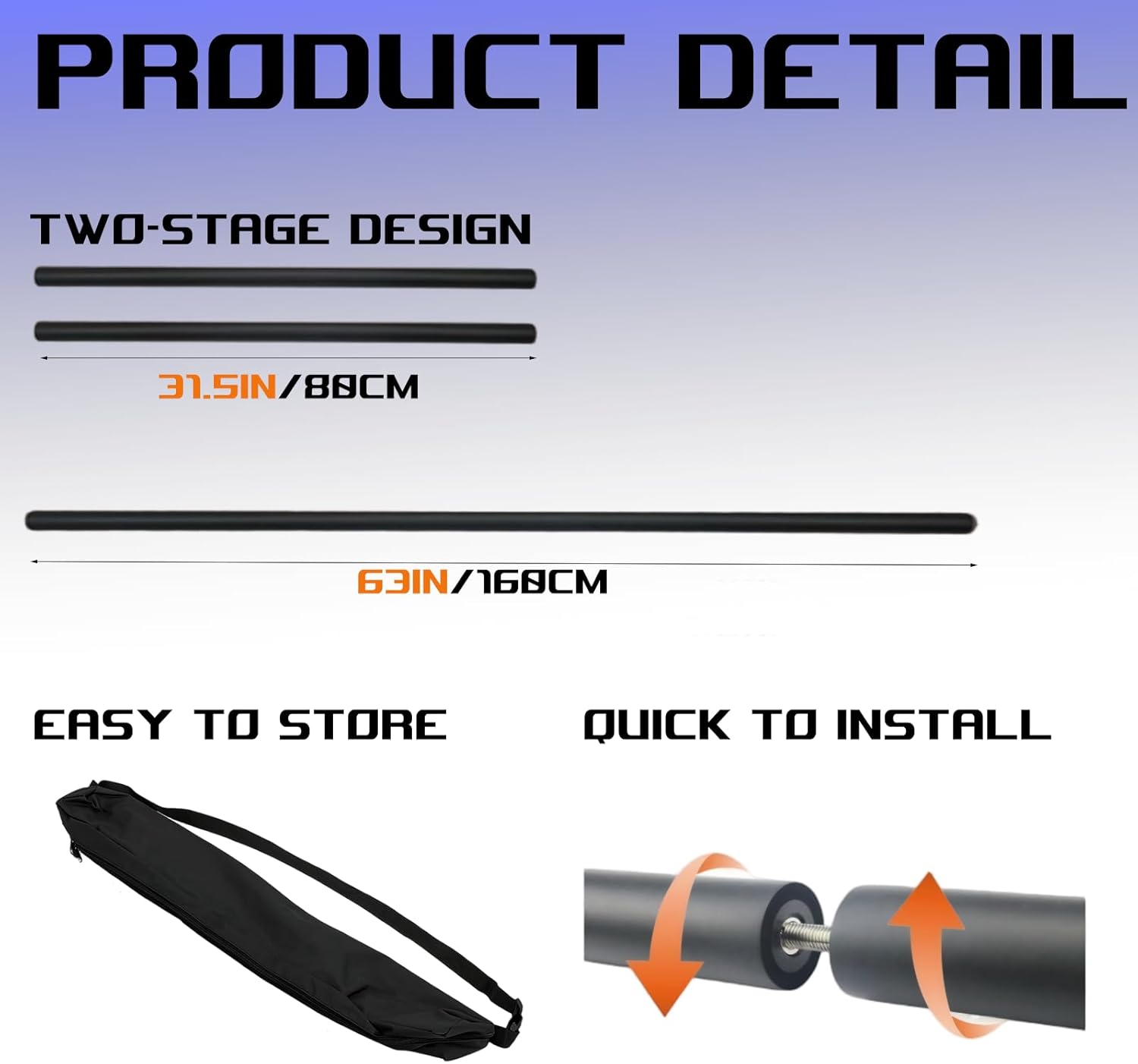 SeJean 5.3FT Foldable Steel Bo Staff — Foam Padded Martial Arts Training Stick for Safe Practice, Portable Design with Carrying Bag