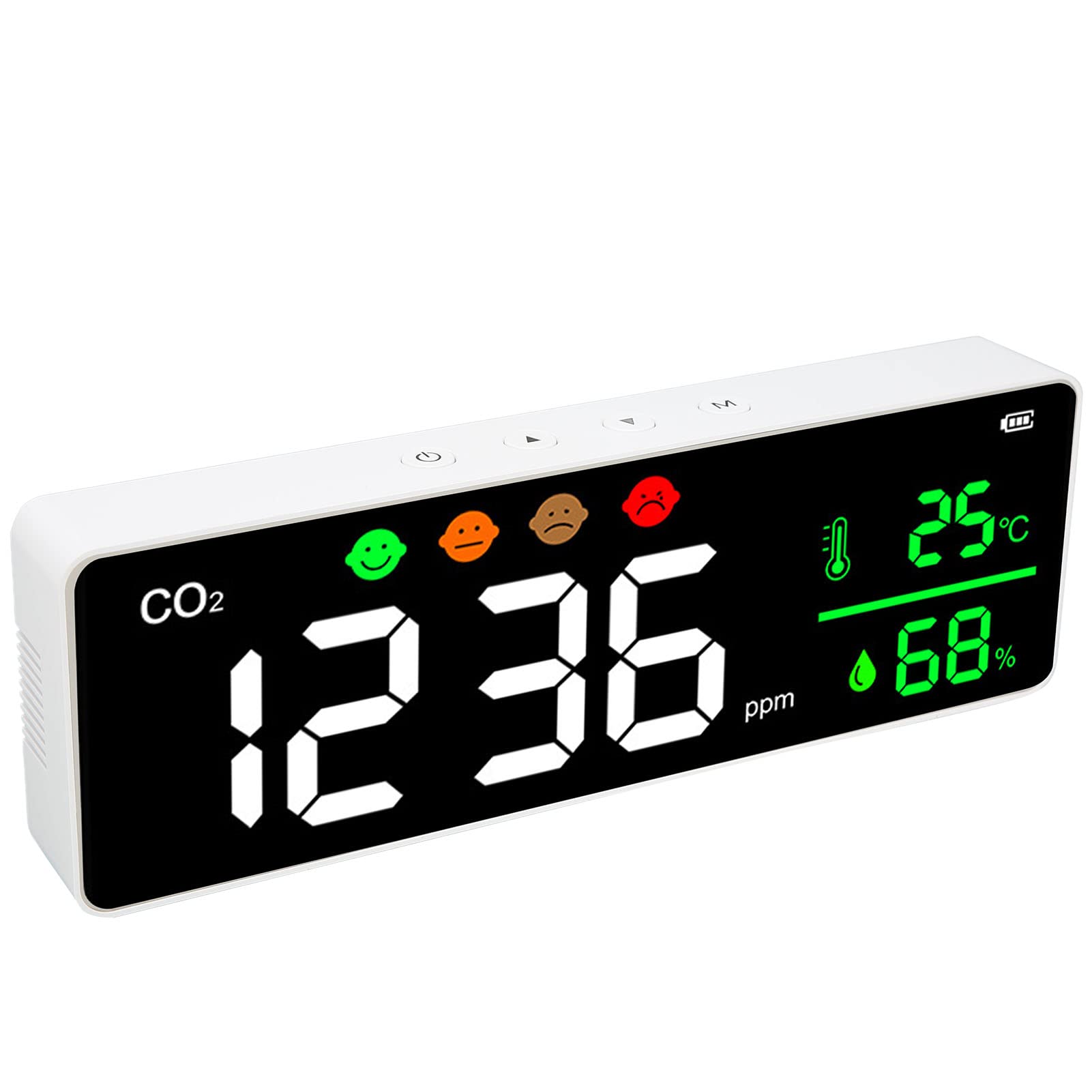 Écran LED Monitor de qualité d'air Digital CO2 Détecteur Murmage mural Température Humidité Memarme pour la maison Bureau de bureau