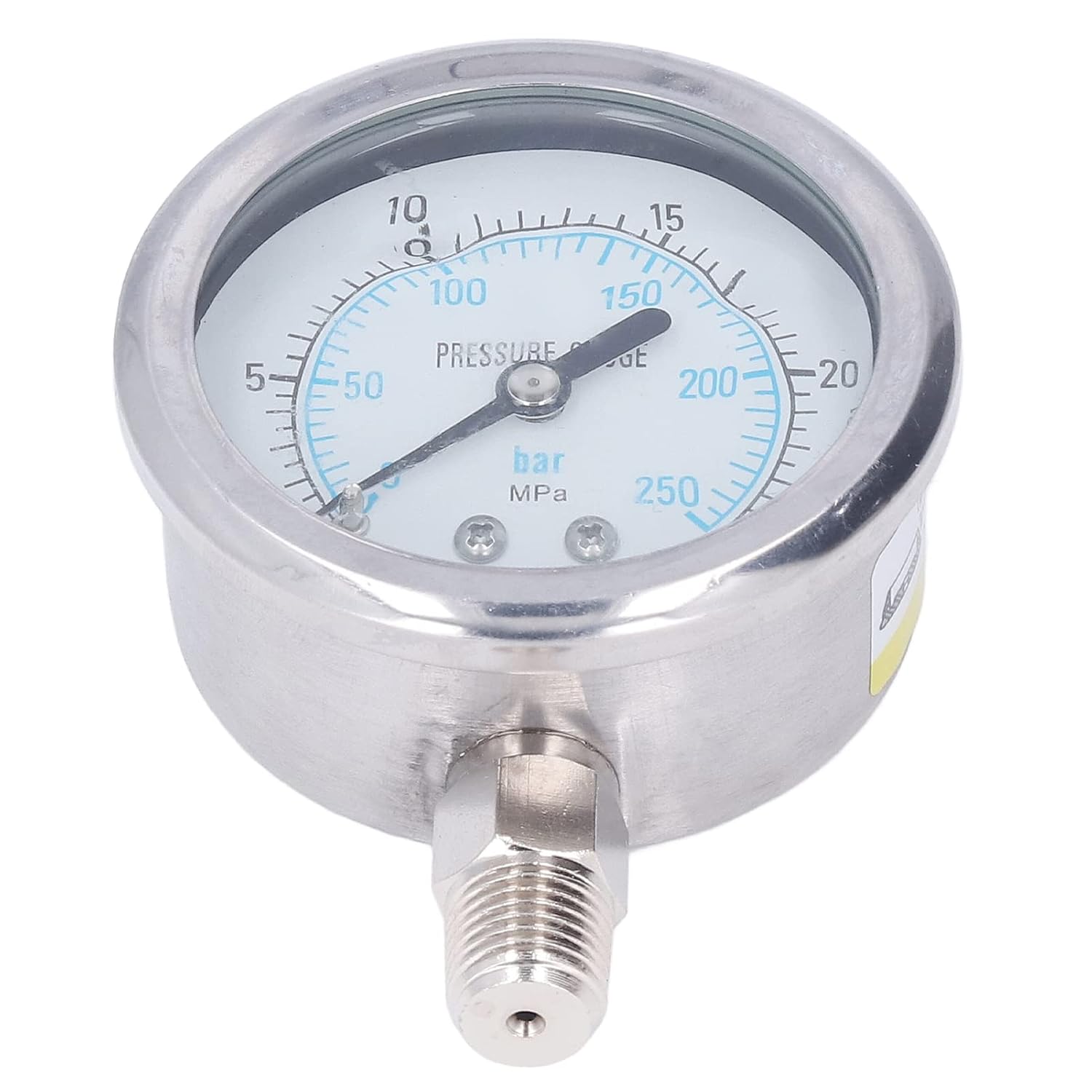 Industrial Pressure Gauge 0-25 MPa Stainless Steel Glycerin Filled with 1/4 NPT Thread High Accuracy Pressure Measurement Tool for Industrial Applications