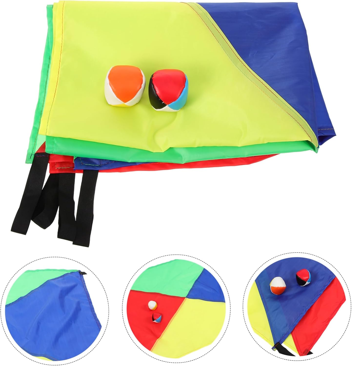 Outdoor Sensory Fitness Equipment Rainbow Umbrella Plaything with Cloth Colorful Balls Enhances Teamwork
