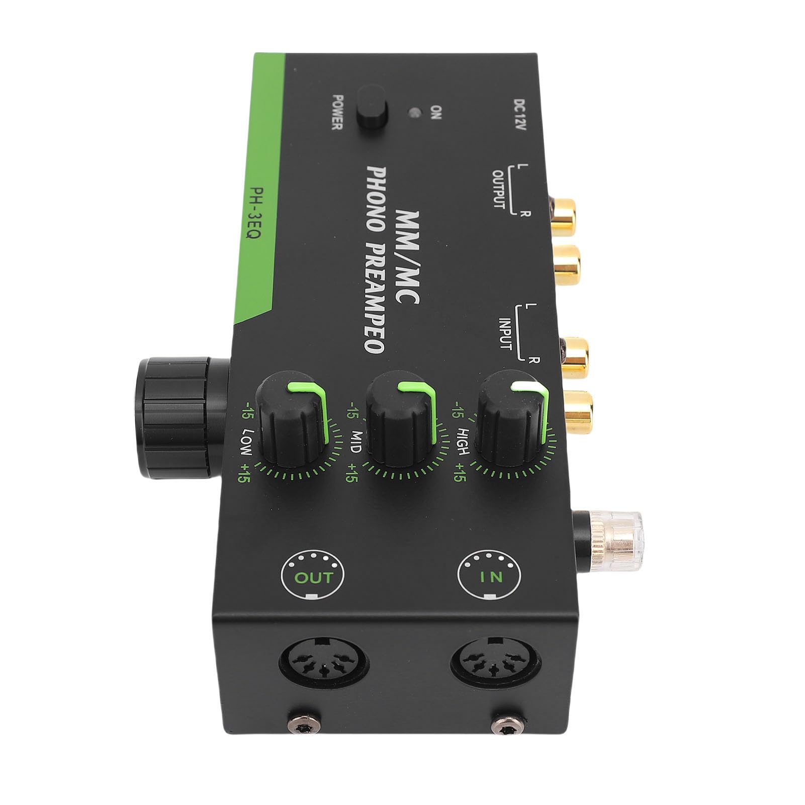 Préampli Phono, Keenso Préamplificateur MM/MC Réglable en Alliage d’Aluminium pour Platine Vinyle, Améliore la Qualité Sonore avec Contrôle de Fréquence, pour Audiophiles (Prise UE