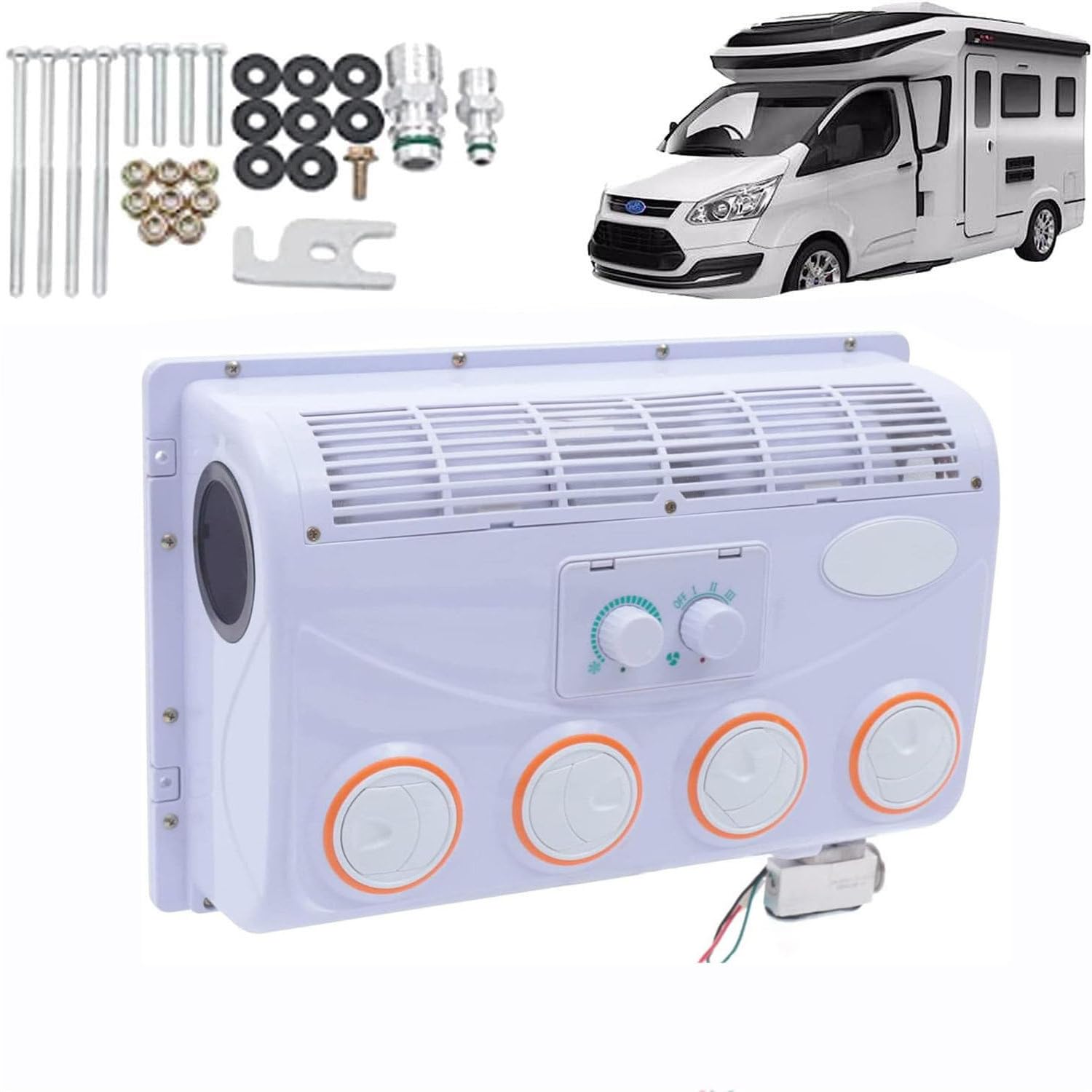 12V/24V samochodowy elektryczny klimatyzator dachowy do RV, elektryczny klimatyzator DC, jednostka RV DC, do samochodu kempingowego/ciężarówki/koparki/pojazdu inżynieryjnego/pojazdu,12V