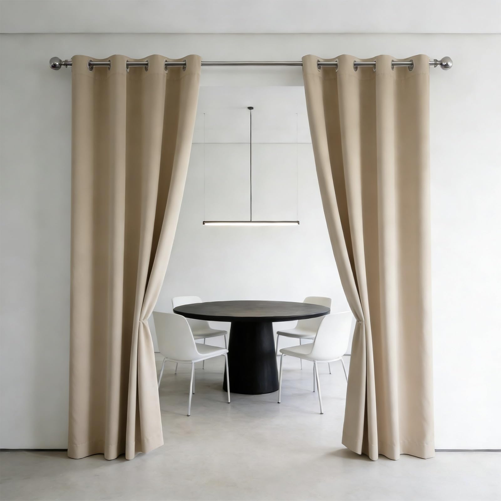 Bloquer lumiere et froid avec le rideaux opaque beige 120 cm