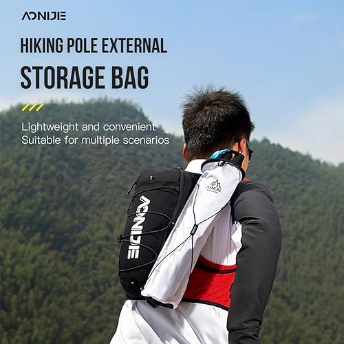 Miniatura 9 de Bastones de senderismo de aluminio con bolsa de almacenamiento, paquete de 2 palos de senderismo ligeros plegables, bloqueo rápido absorbente de
