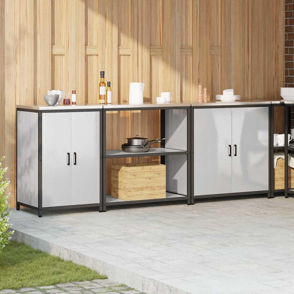Küchenschrank Set HATTEM 3-TLG Edelstahl Silber