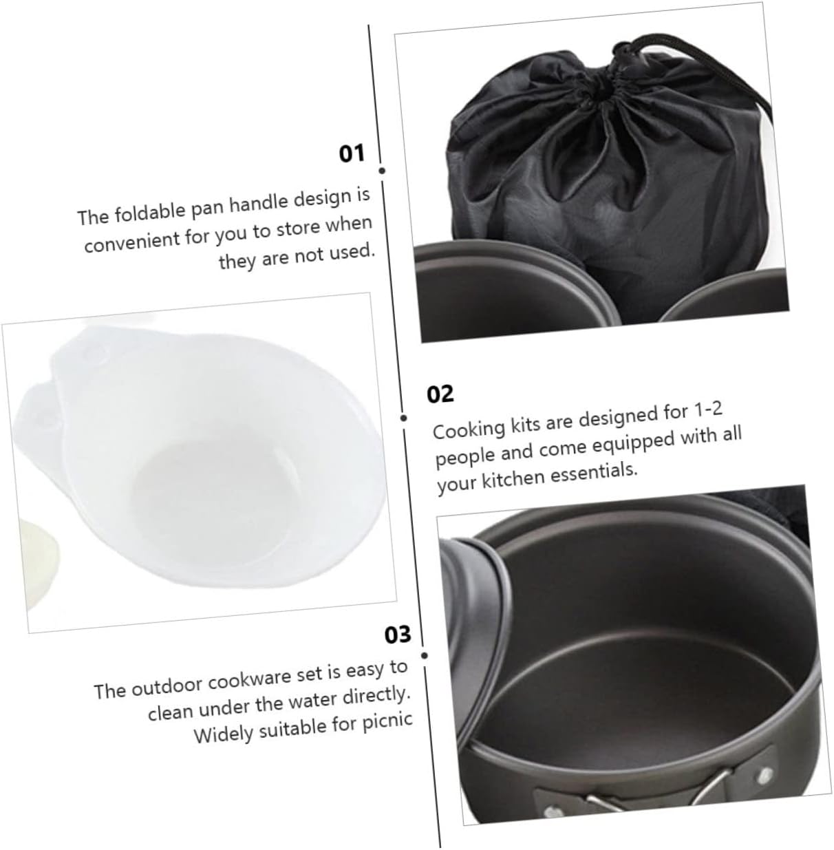 1set Person Outdoor Camping Cookware Portable Cooking Utensils Handles for Hiking and Backpacking Compact and Easy to Clean for Outdoor Cooking