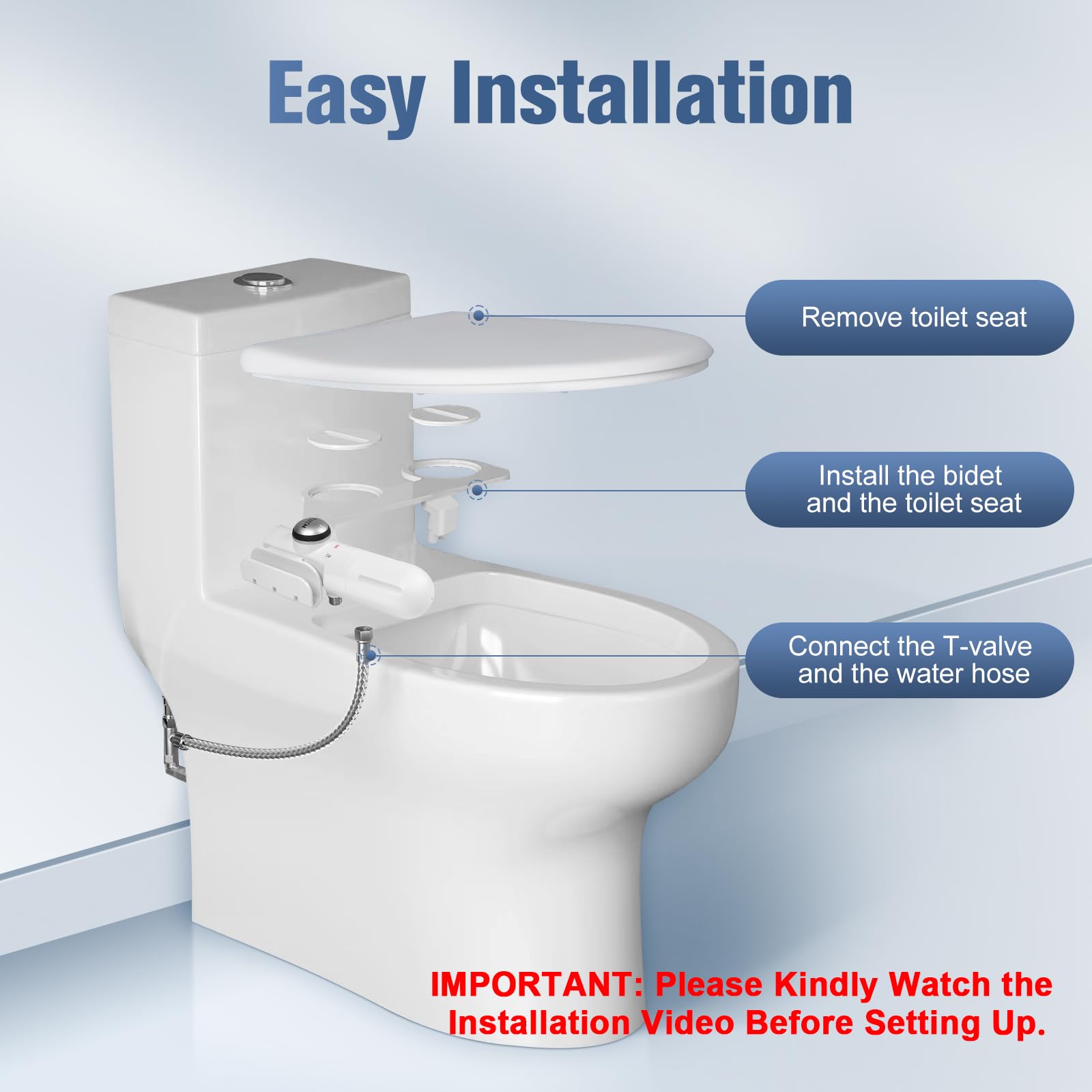 Ultra-Slim Bidet Attachment for Toilet with Filter Chlorine-Free Fresh Water pH balance Non-Electric Bidet Toilet Seat Attachment with — view 7