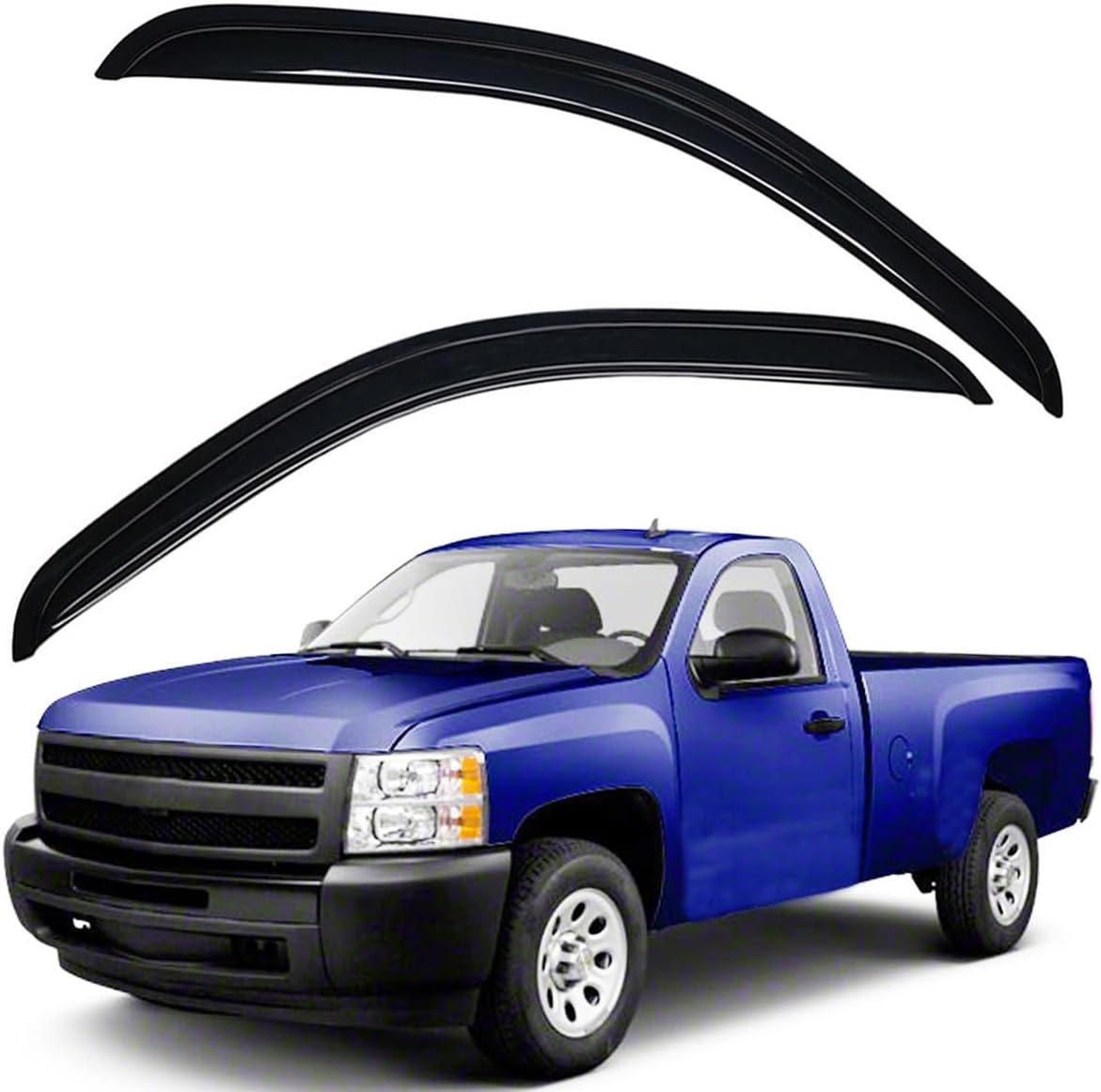 Lightronic WV92326 Outside-Mount Rain Guards, Dark Smoke, 2-PCS Set, Fits 2007-2013 Chevrolet Silverado/GMC Sierra 1500, 2007-2014 Silverado/Sierra 2500 HD & 3500 HD, Regular Cab/Extended Cab/Crew Cab