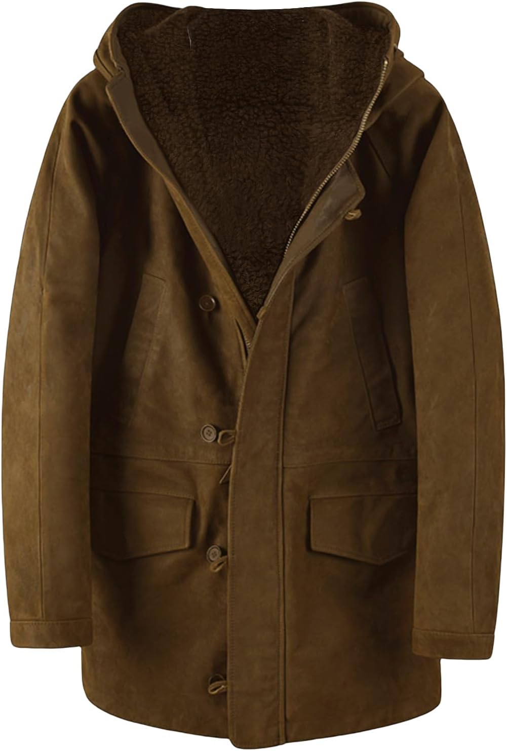 evzosrz Mens Dress Coat Winter Warm Faux Suede Lined Fleece Trench Coat Big Tall Thick Button Zip Windbreaker Hooded Jackets