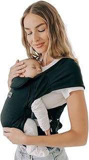 Tushbaby Pearl Wrap Babytrage | Ergonomische Babytrage für Neugeborene ab Geburt | Schwarz | Babytragetuch vorne für Neugeborene | Weiche Tragehilfe mit Stauraum | Für Babys 3,5–9 kg