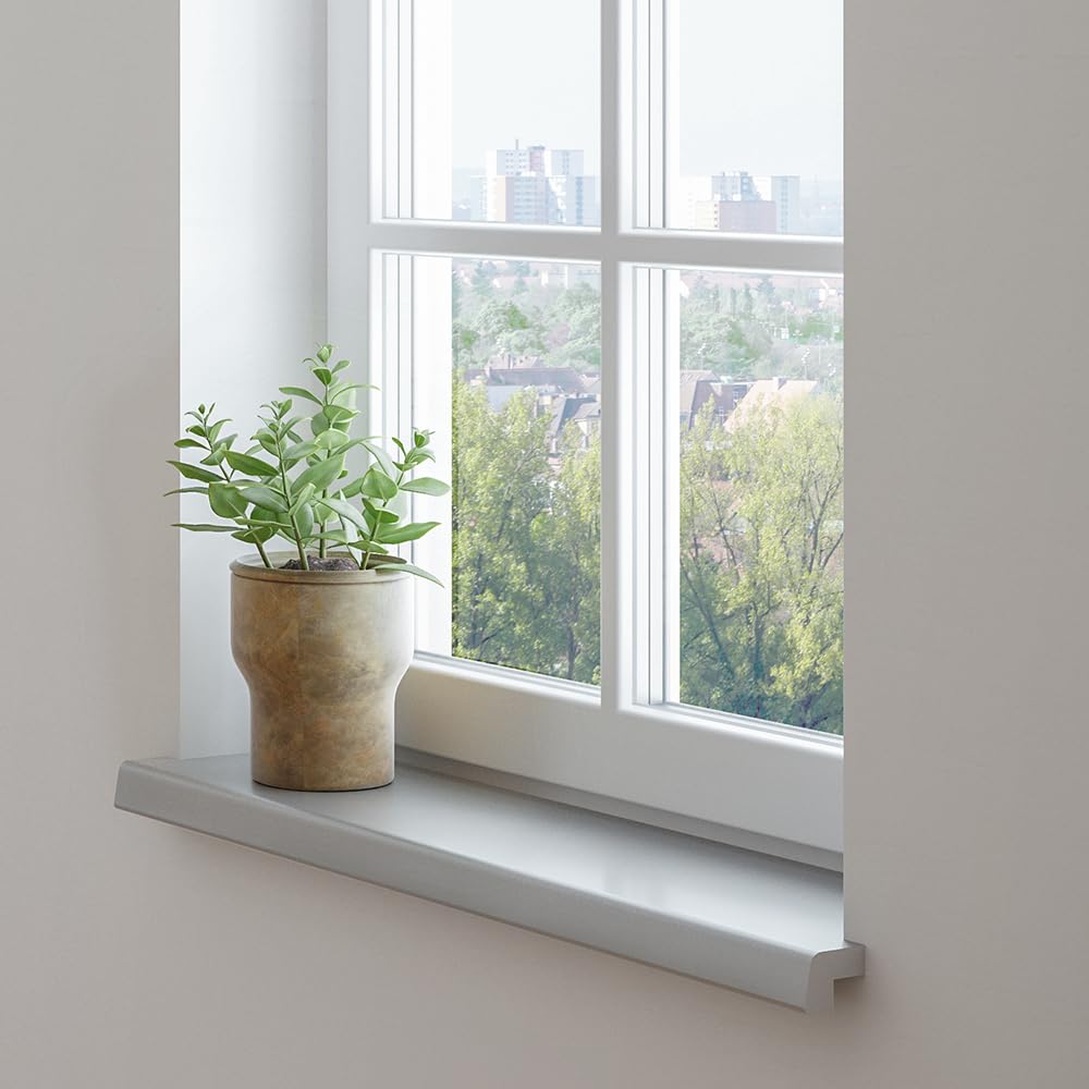 Fuxalit Innenfensterbank Beton – Zuschnitt auf Maß – MDF Fensterbank mit CPL-Beschichtung – modern, UV-beständig, pflegeleicht (Beton, T x L | 15 x 250 cm)