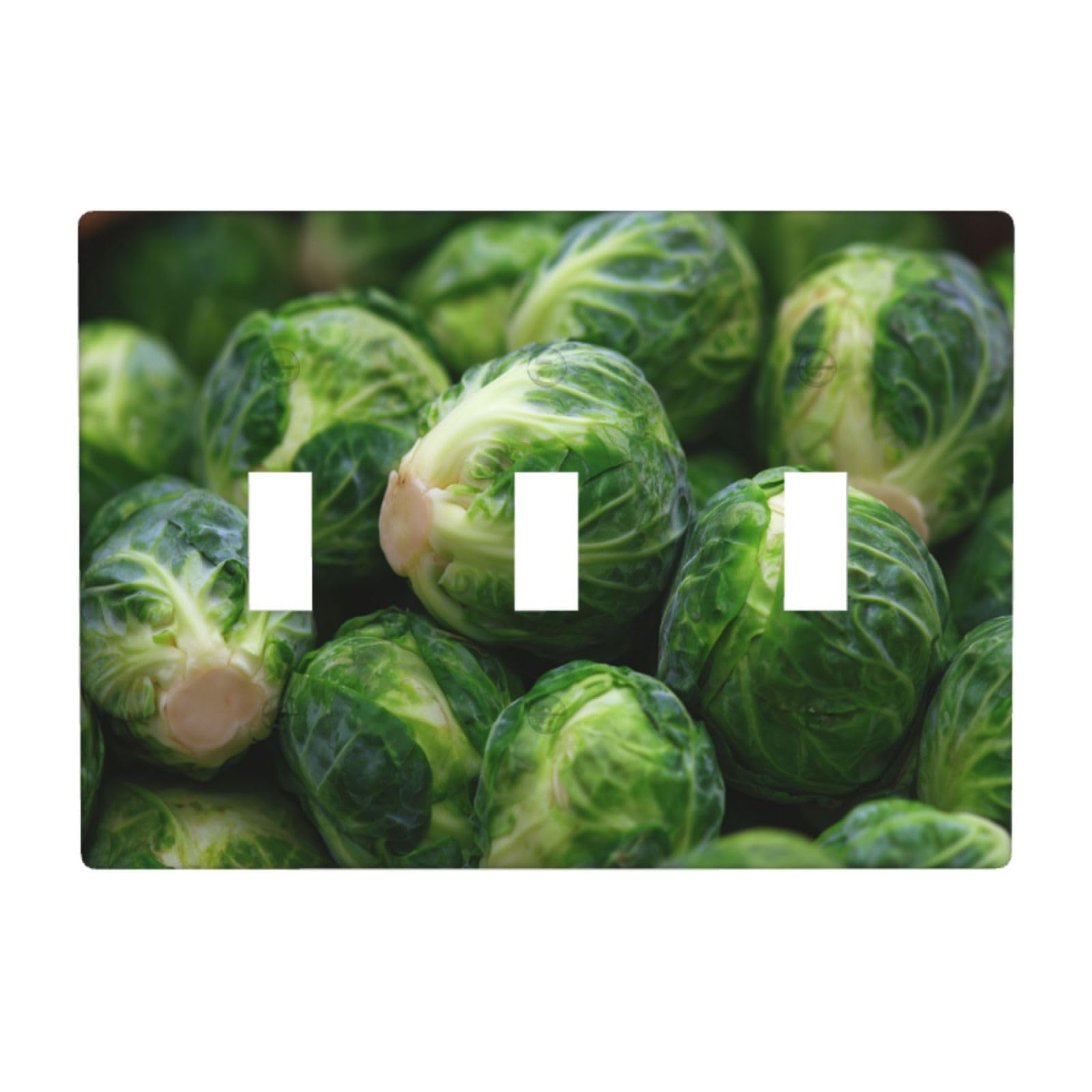 Woshuwo White Brussel Sprouts Light Switch Covers 3 Gang Triple Toggle Wall Plate Switchplate Electrical Faceplate For Bathroom Kitchen Bedroom Decor