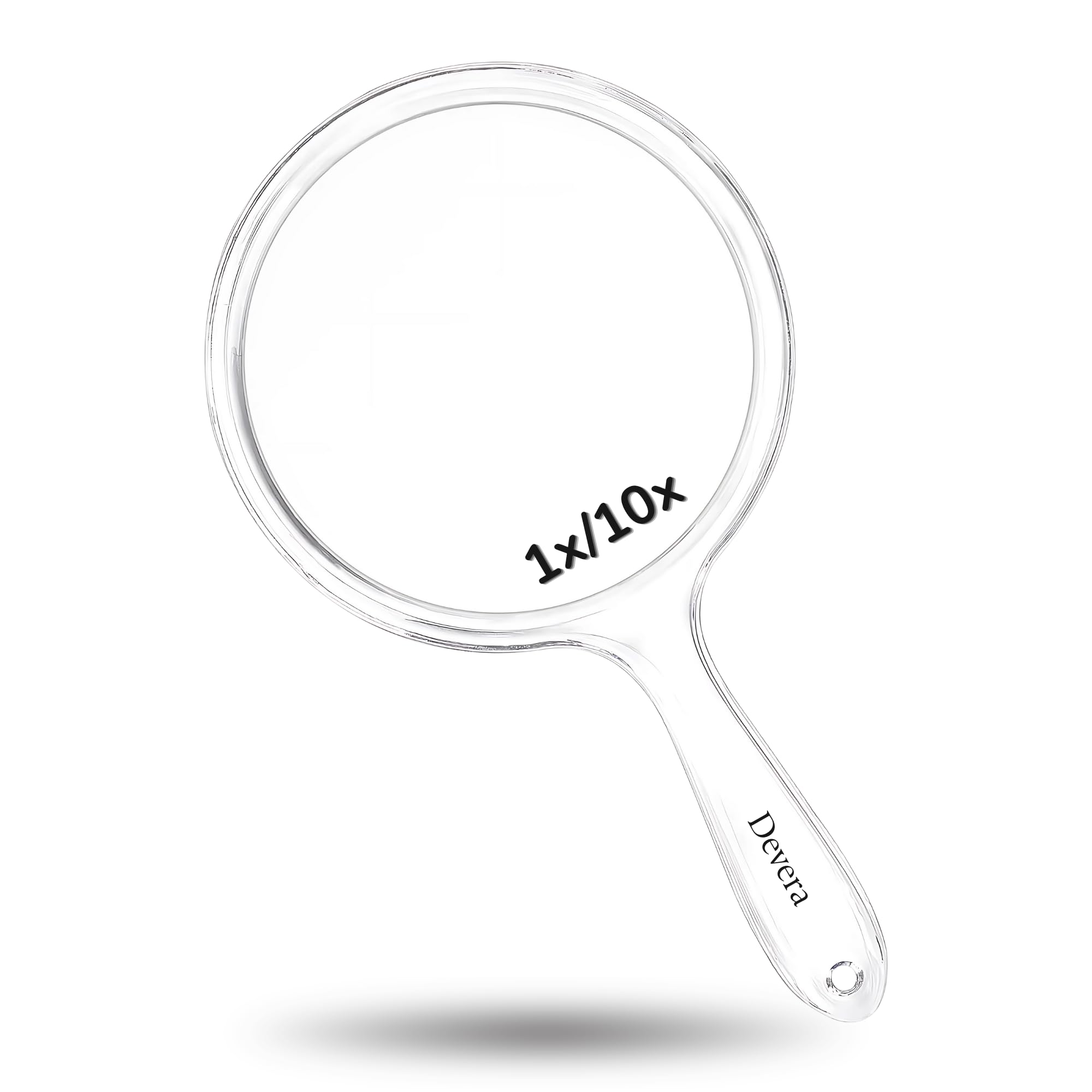 Devera Plastic Dual Side Magnifying Mirror 1X/5X, Handheld Compact Round Mirror with Handle, Double Sided Vanity Mirror for Makeup, Shaving, Eyebrows, Contact Lens – Pink (Transparent) (Transparent)-image-22