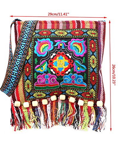 Vintage Ethnic Tribal Embroidered Tassel Sling Crossbody Boho Hippie Shoulder Bag2